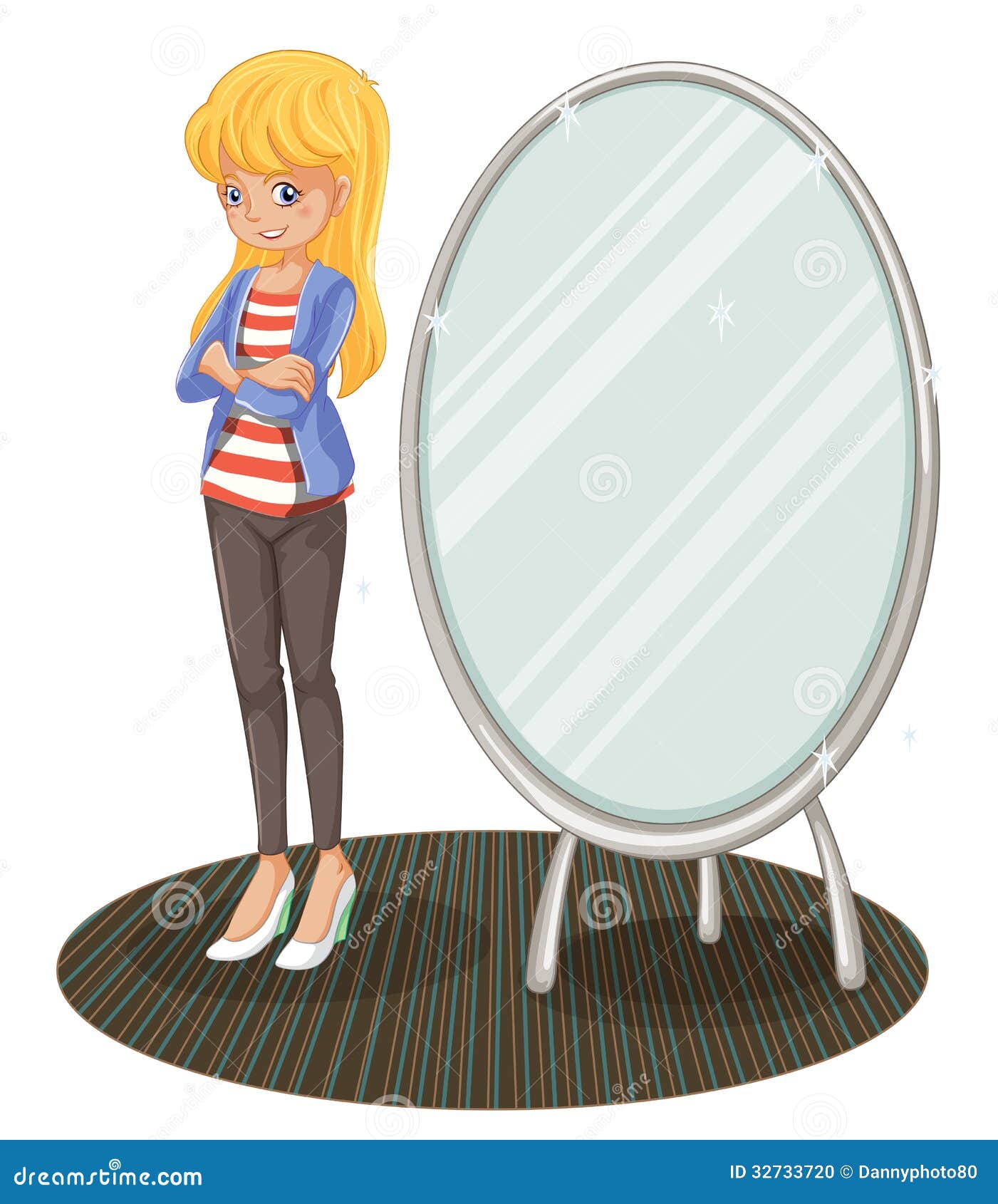 A girl beside a mirror stock vector. Illustration of background - 32733720
