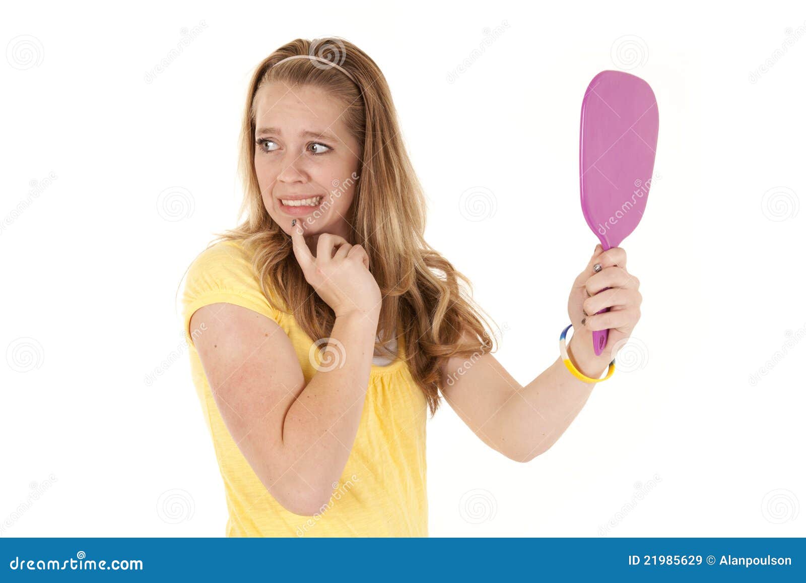 Girl mirror yikes stock image. Image of adolescence, child 21985629