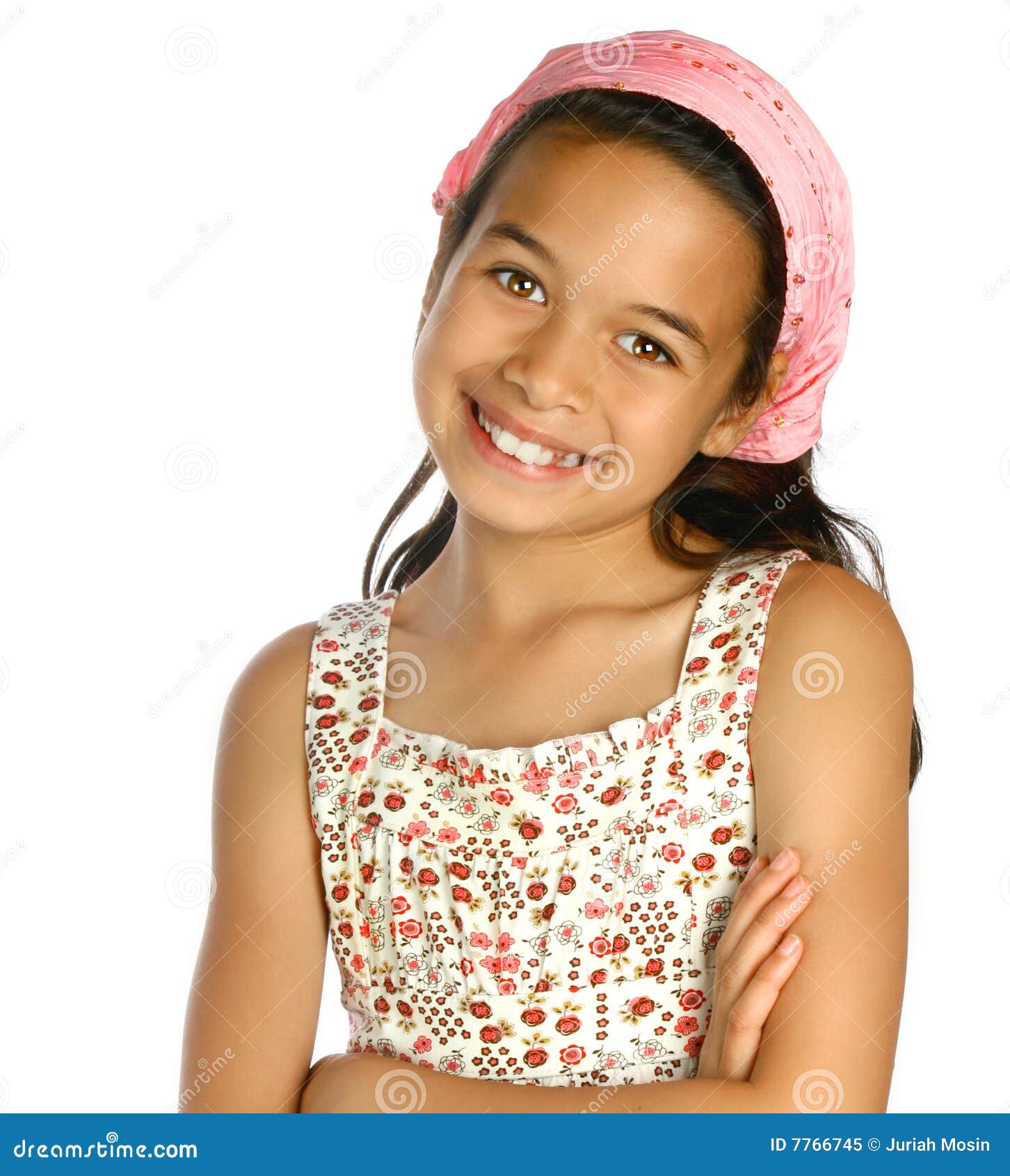 girl of mix ethnicity in pink bandanna
