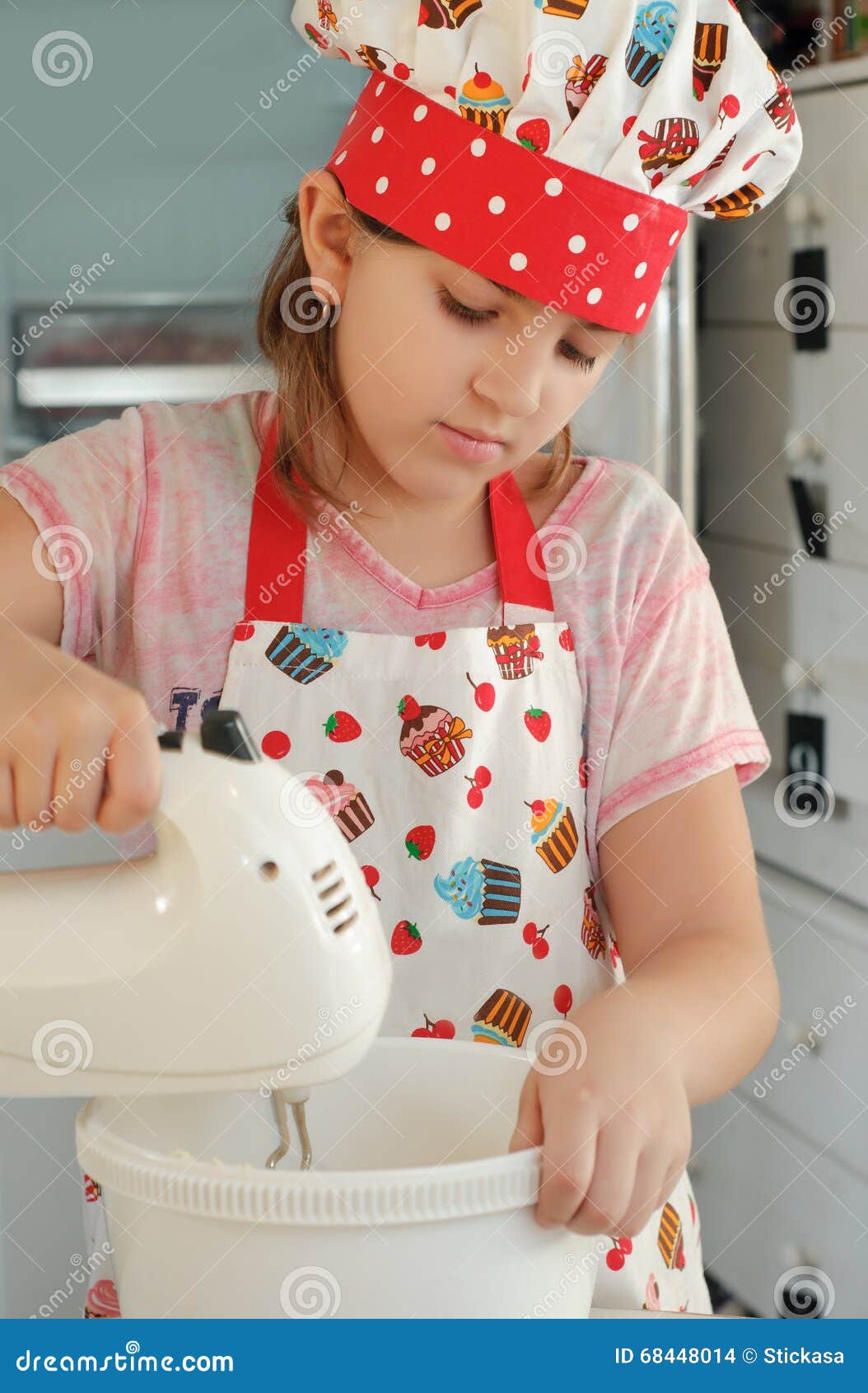 Girl Mixing Ingredients for a Cake Stock Photo Image of little, girl