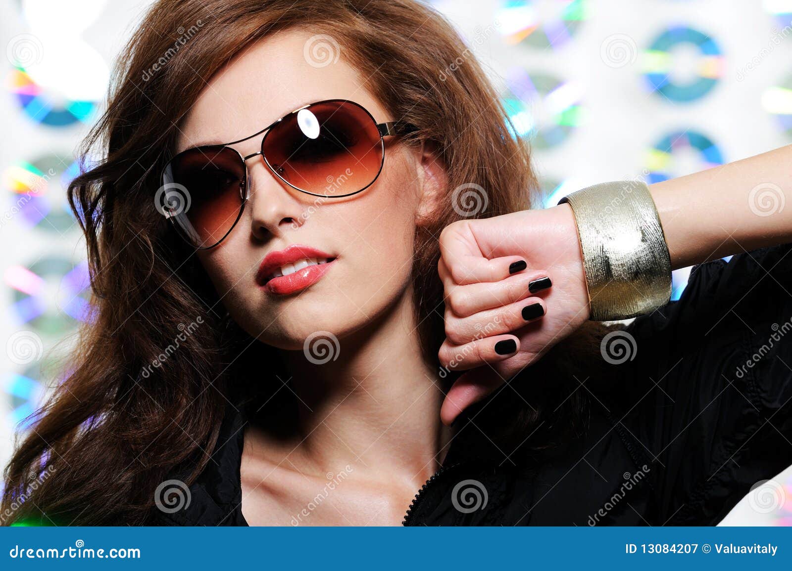 Girl in the Modern Sunglasses Stock Image Image of charm, brown 13084207