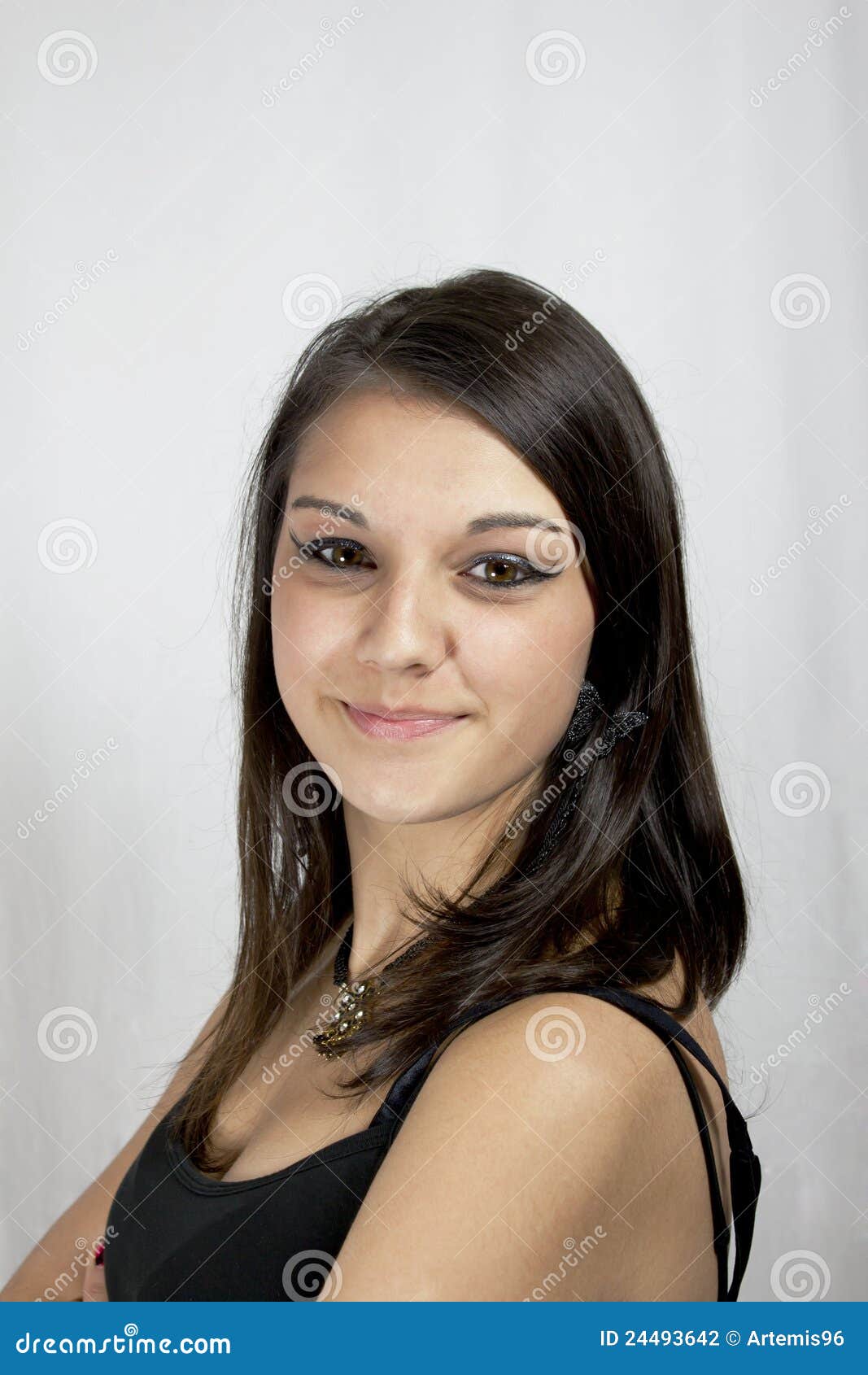 Portrait, Girl Looking Face Like the Monaliza Smile Stock Image - Image of  healthy, color: 173350139