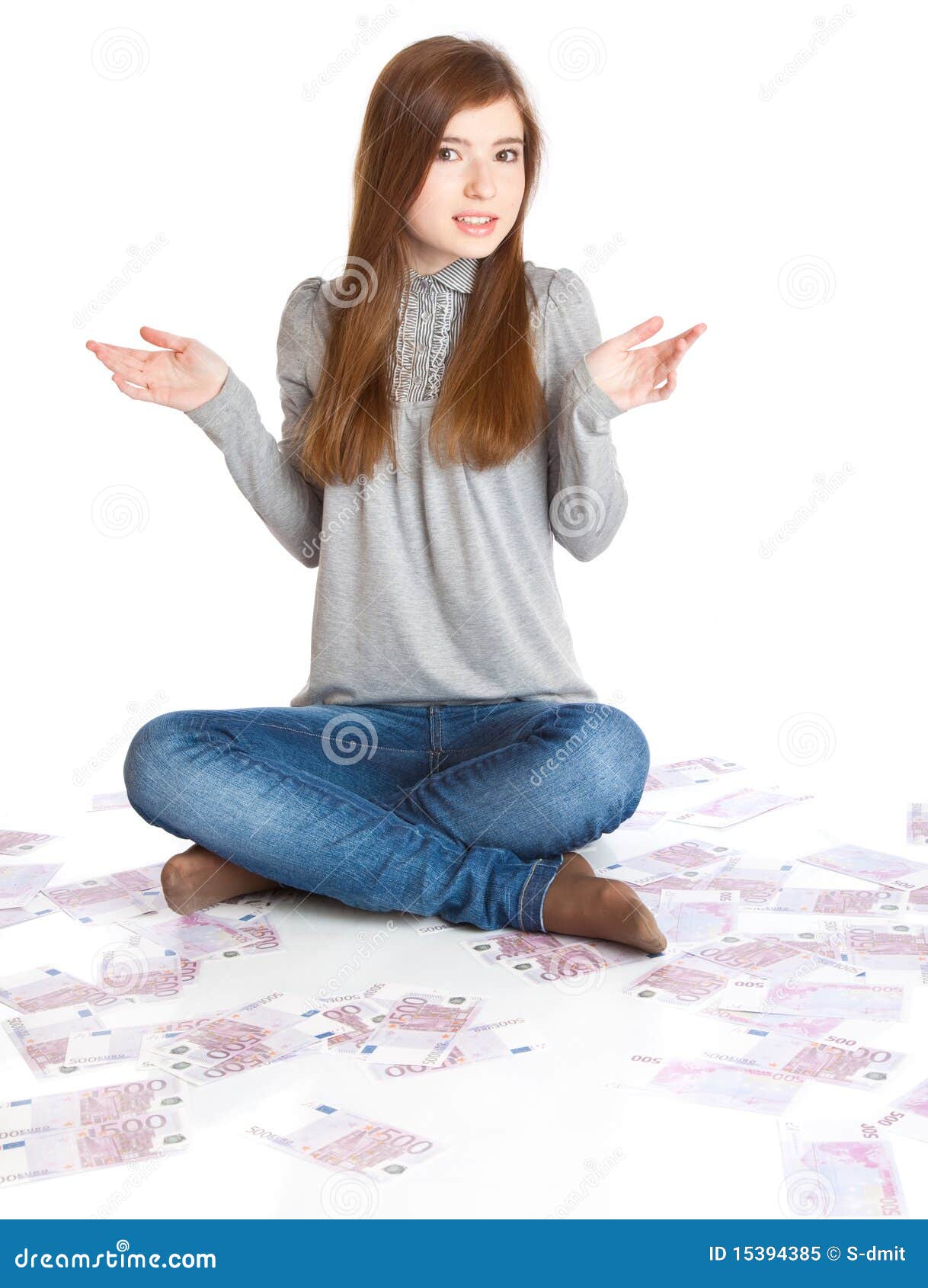 Girl With Money Royalty Free Stock Photo - Image: 15394385