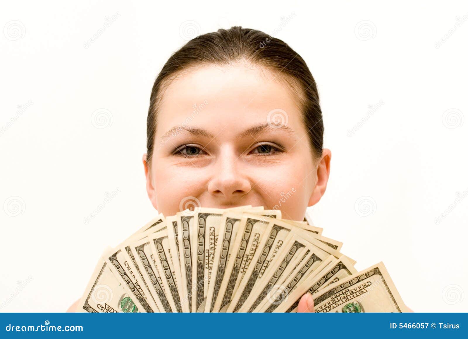 Girl and money, fan dollar