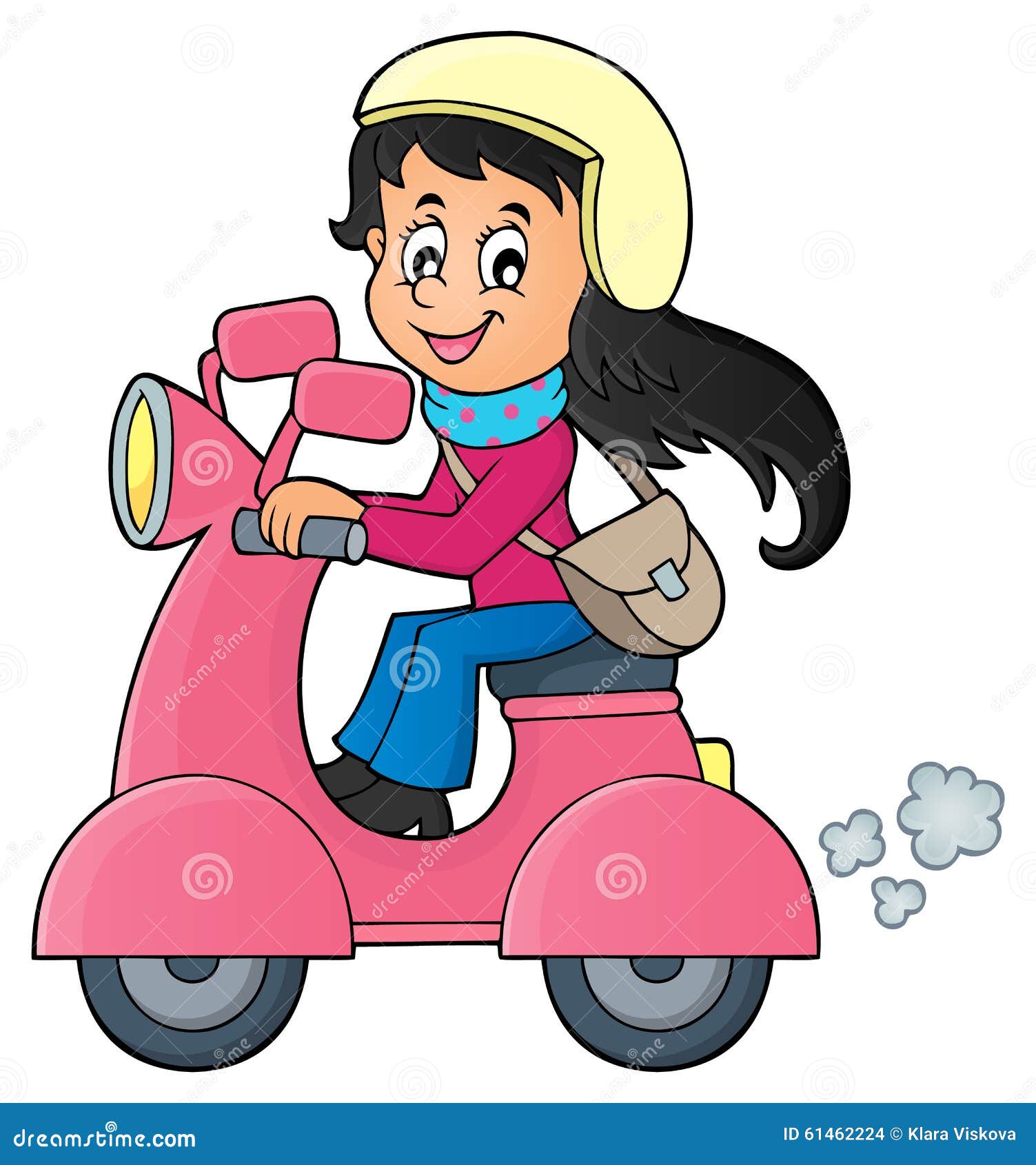 Girl on Motor Scooter Theme Image 1 Stock Vector Illustration of