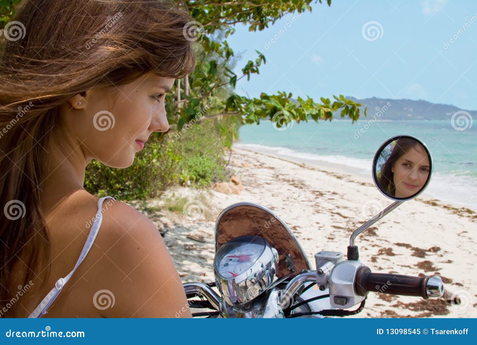 The Girl On A Motorcycle Stock Image Image Of Black 13098545