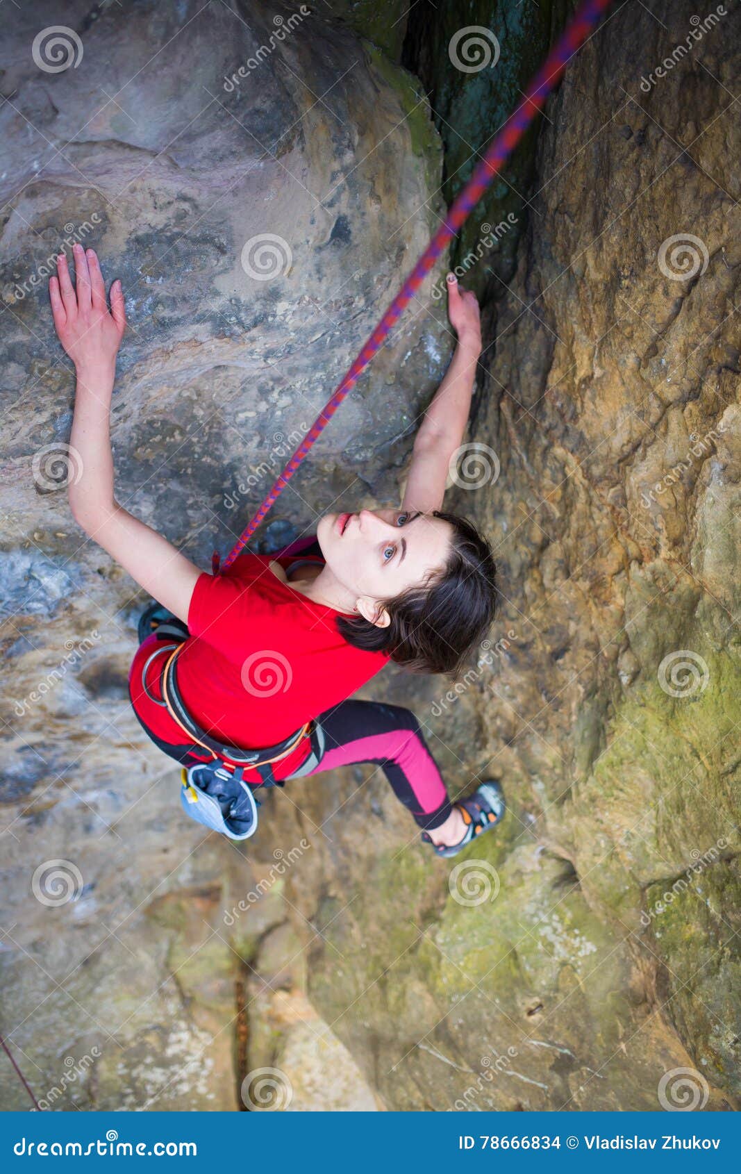 Girl mountain climber. stock photo. Image of outdoor 78666834