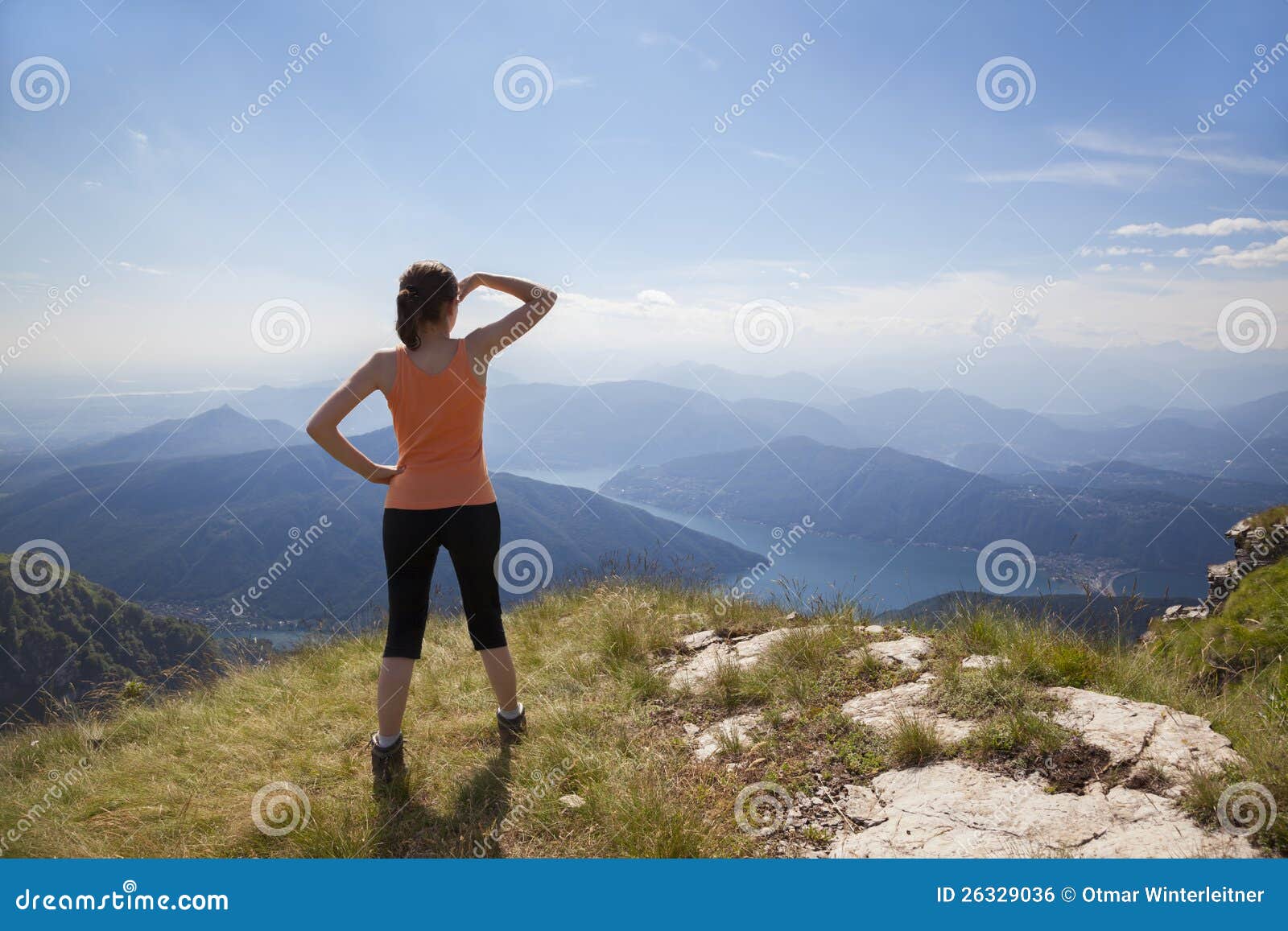 Girl On Mountain Top Looking Stock Photo 26329036 - Megapixl