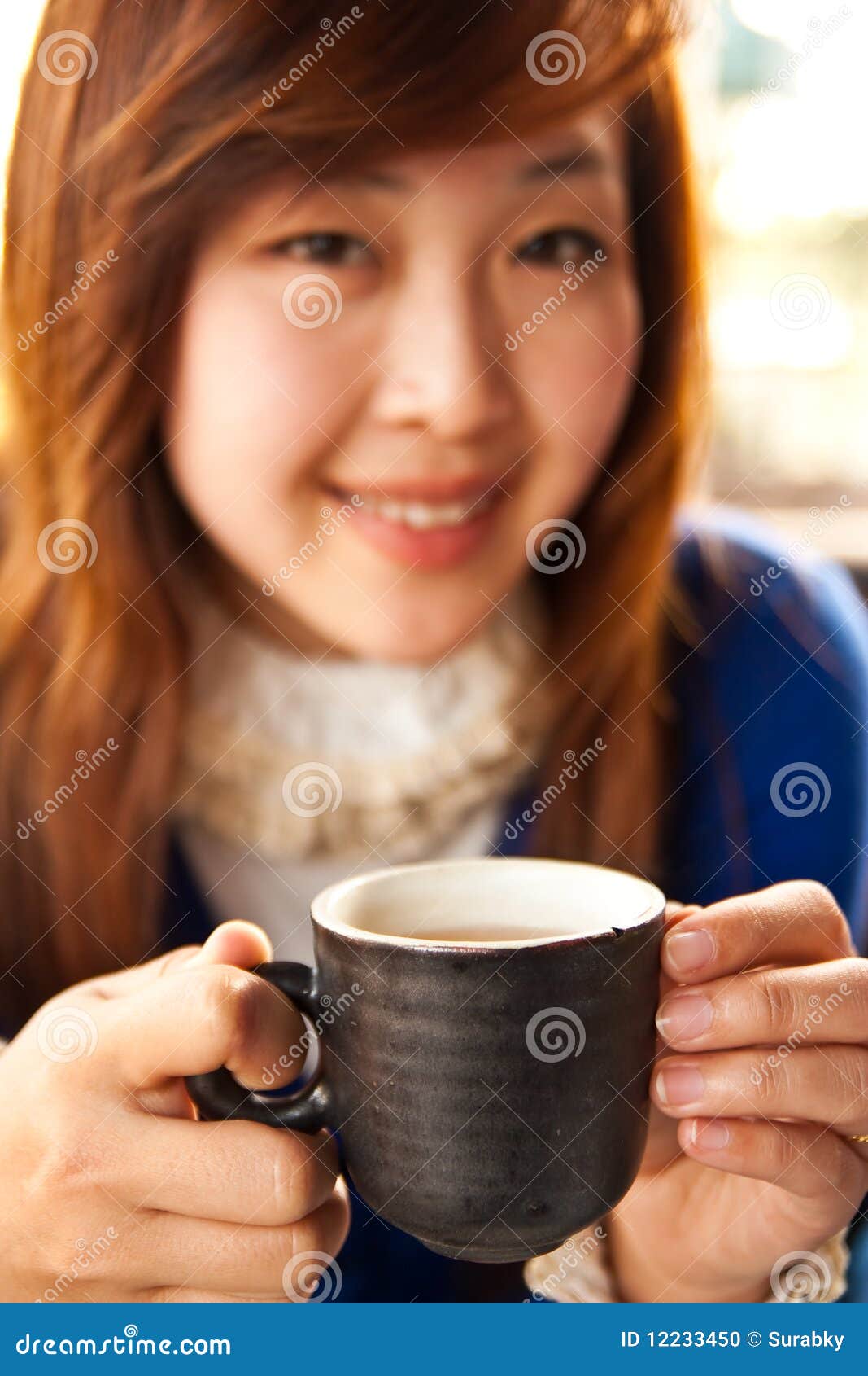 Girl and mug of tea stock photo. Image of color, healthy 12233450