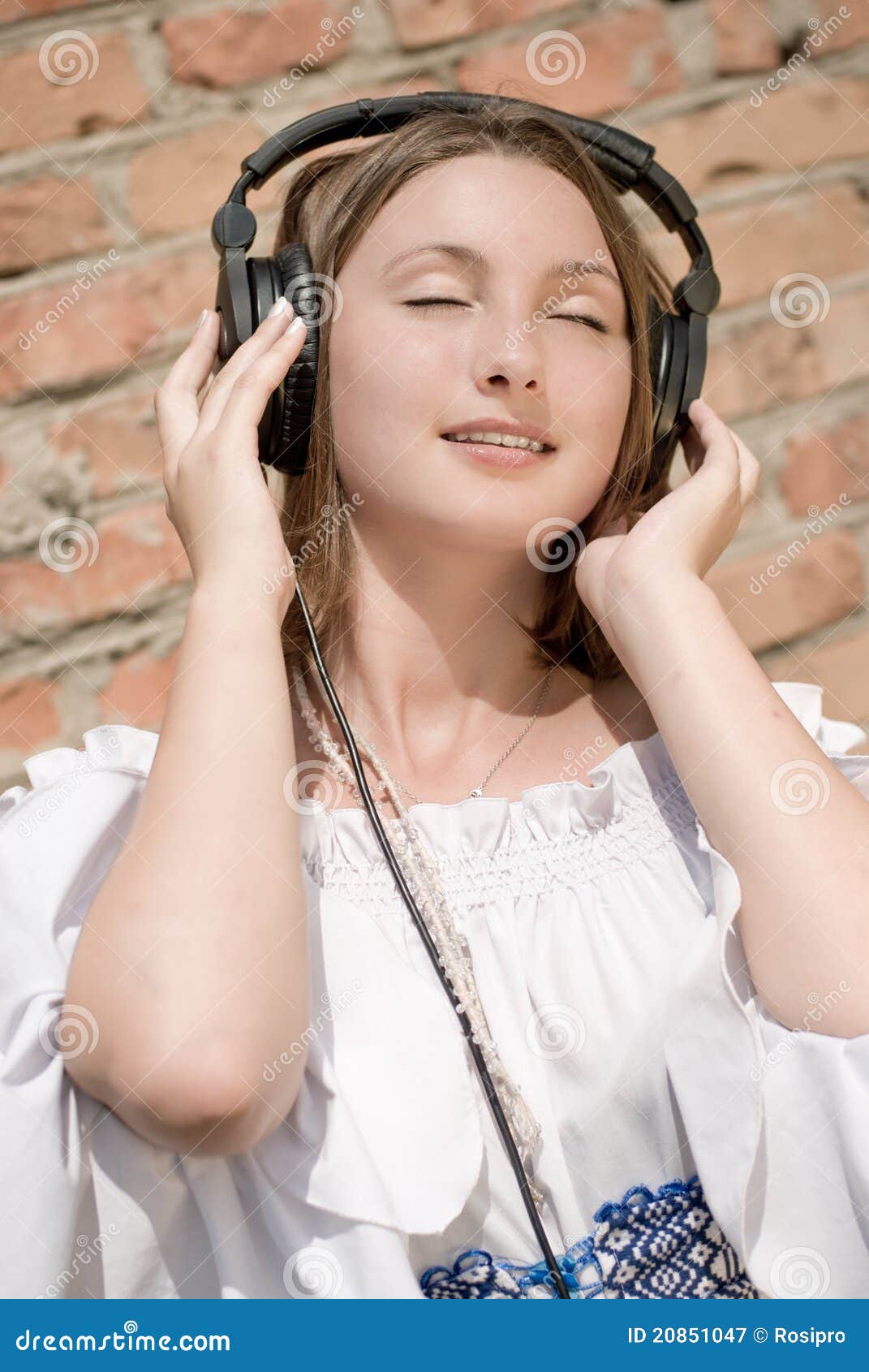 Girl Music Fun stock image. Image of girl, closed, brick 20851047
