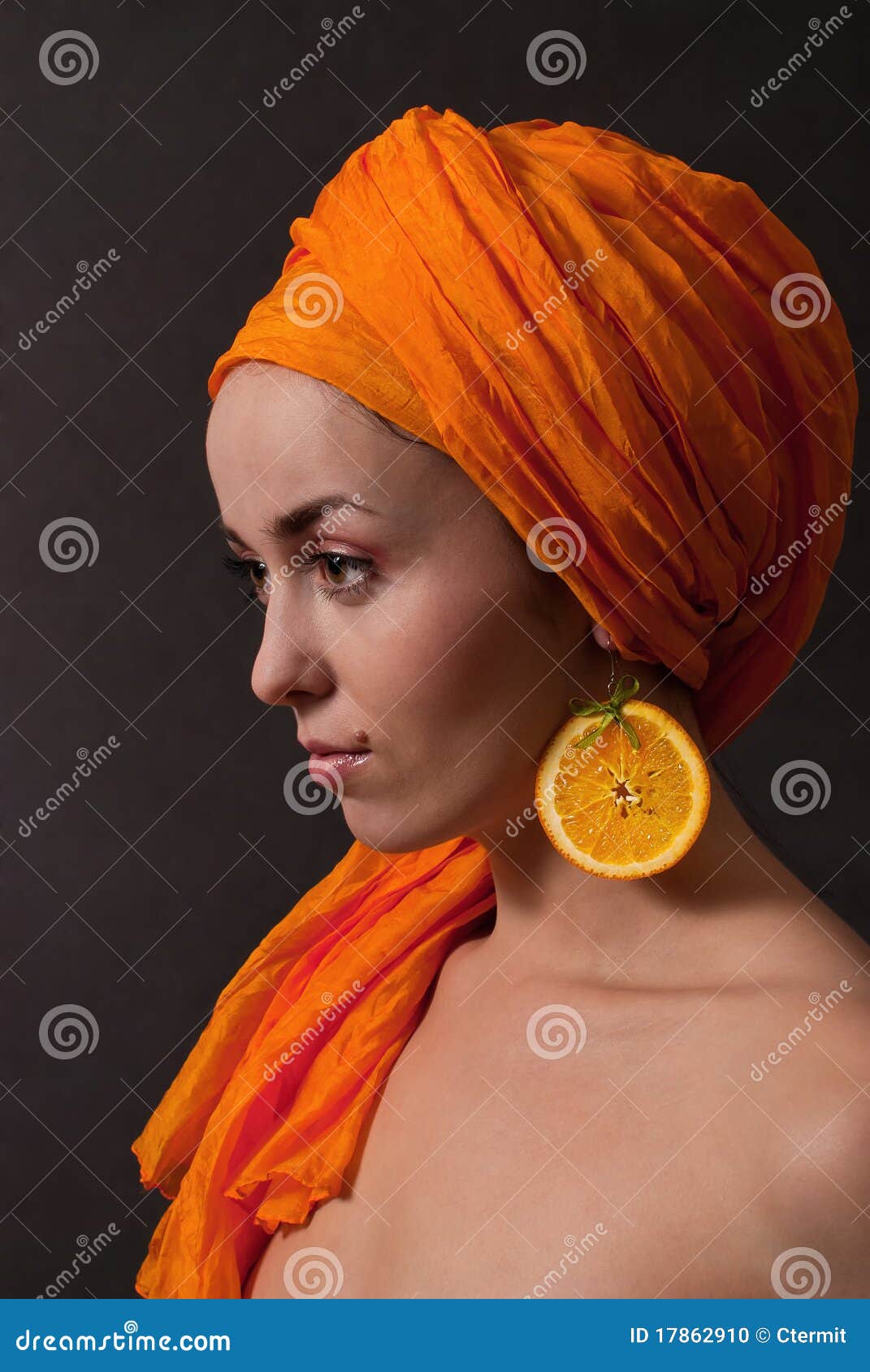 girl with orange headscarf