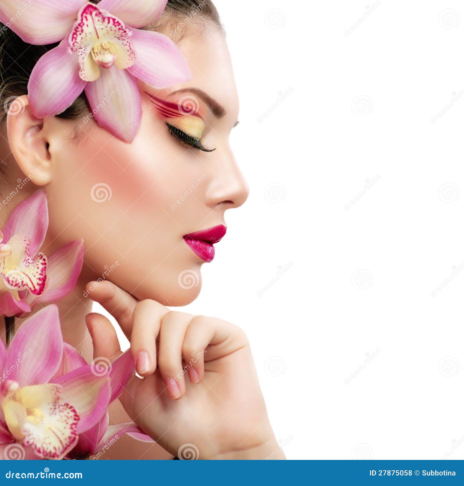 Girl with Orchid stock photo. Image of look, beauty, glamour 27875058