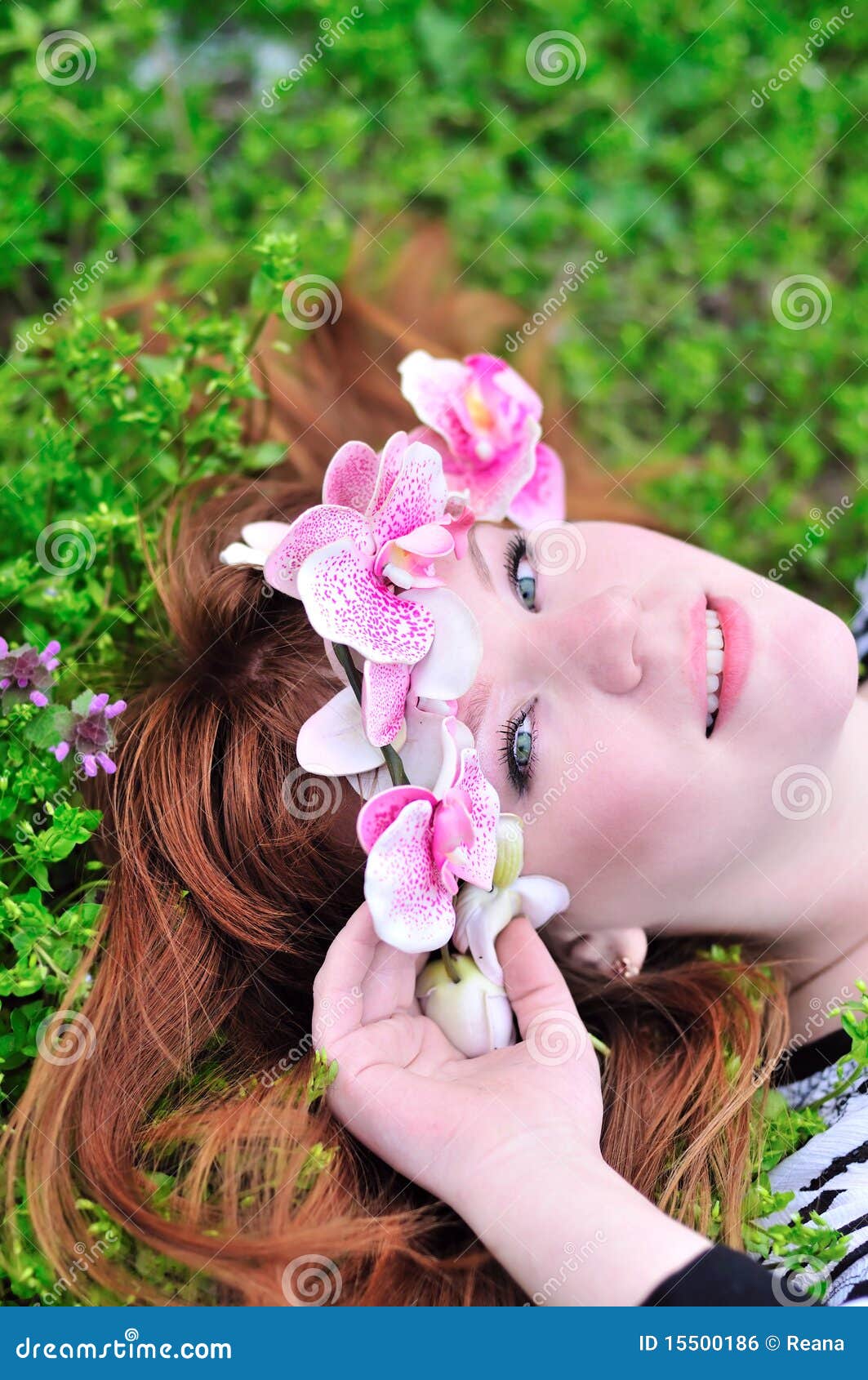 girl with orchid in hair