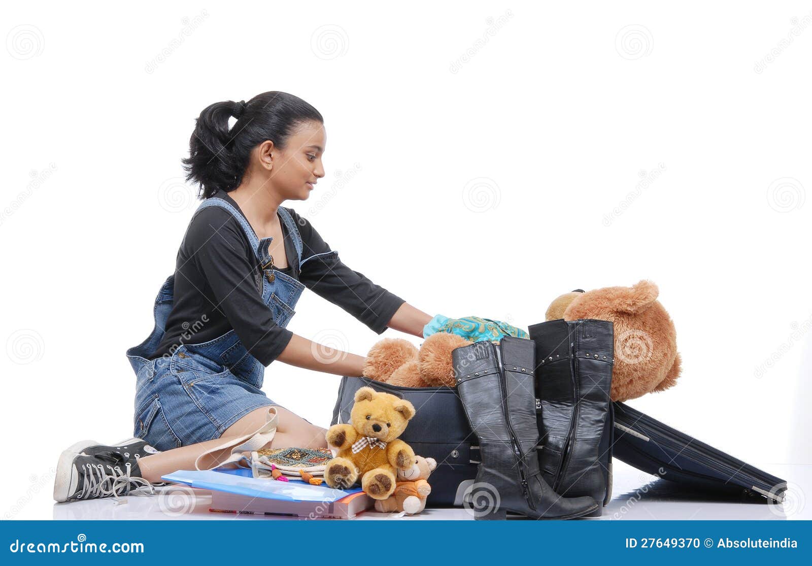 Girl Packing Her Travel Bag Stock Photo Image 27649370