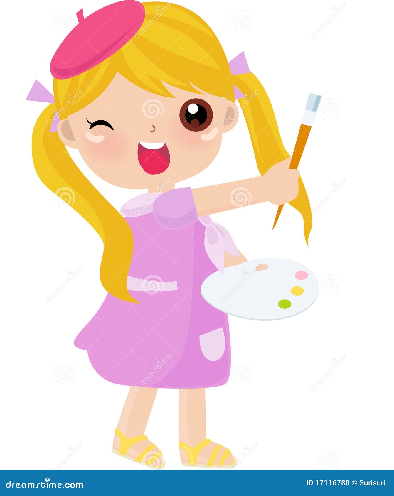 Girl painting stock vector. Illustration of cute, coloring 17116780