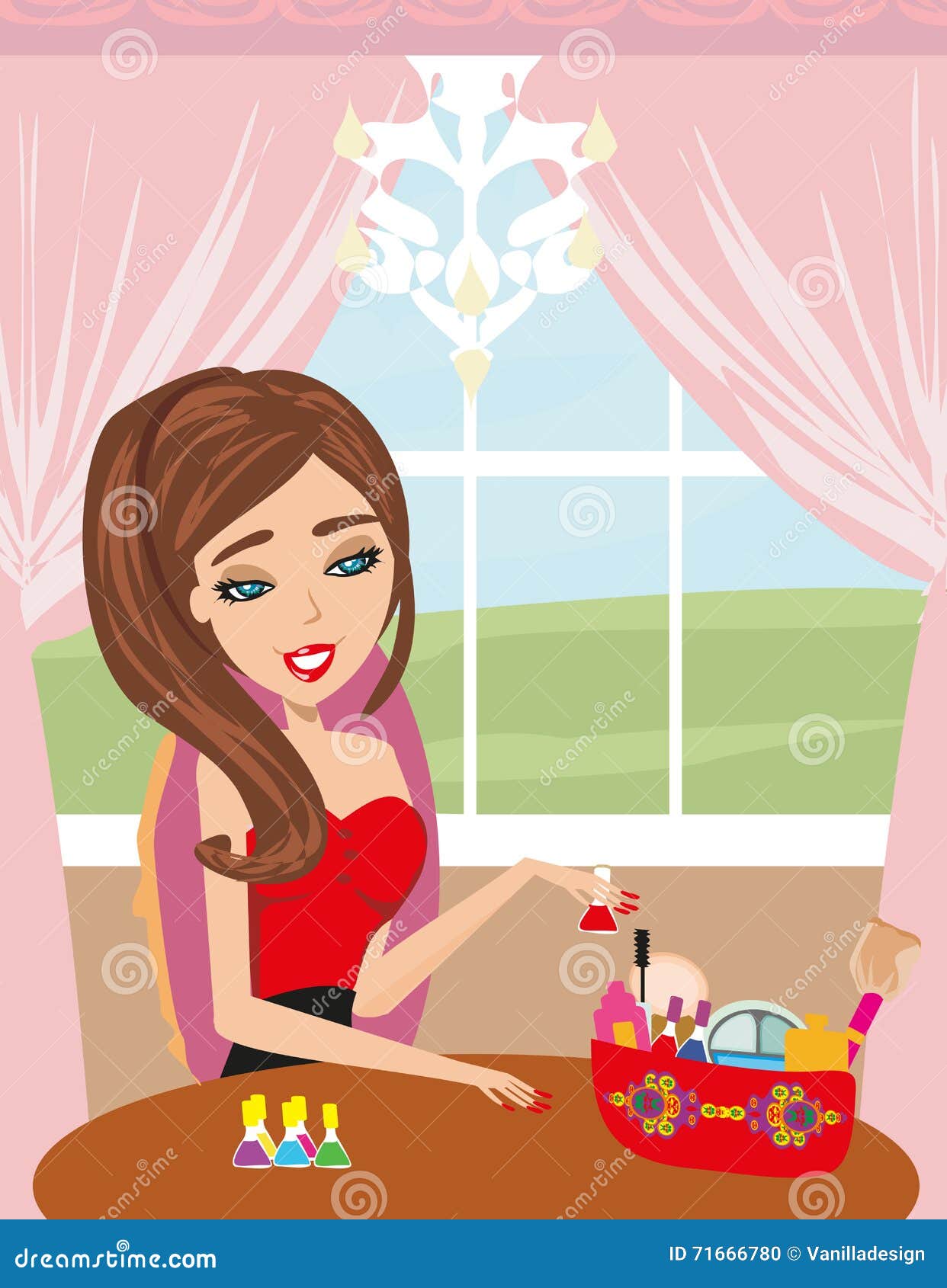 Girl painting nails stock vector. Illustration of feminine 71666780