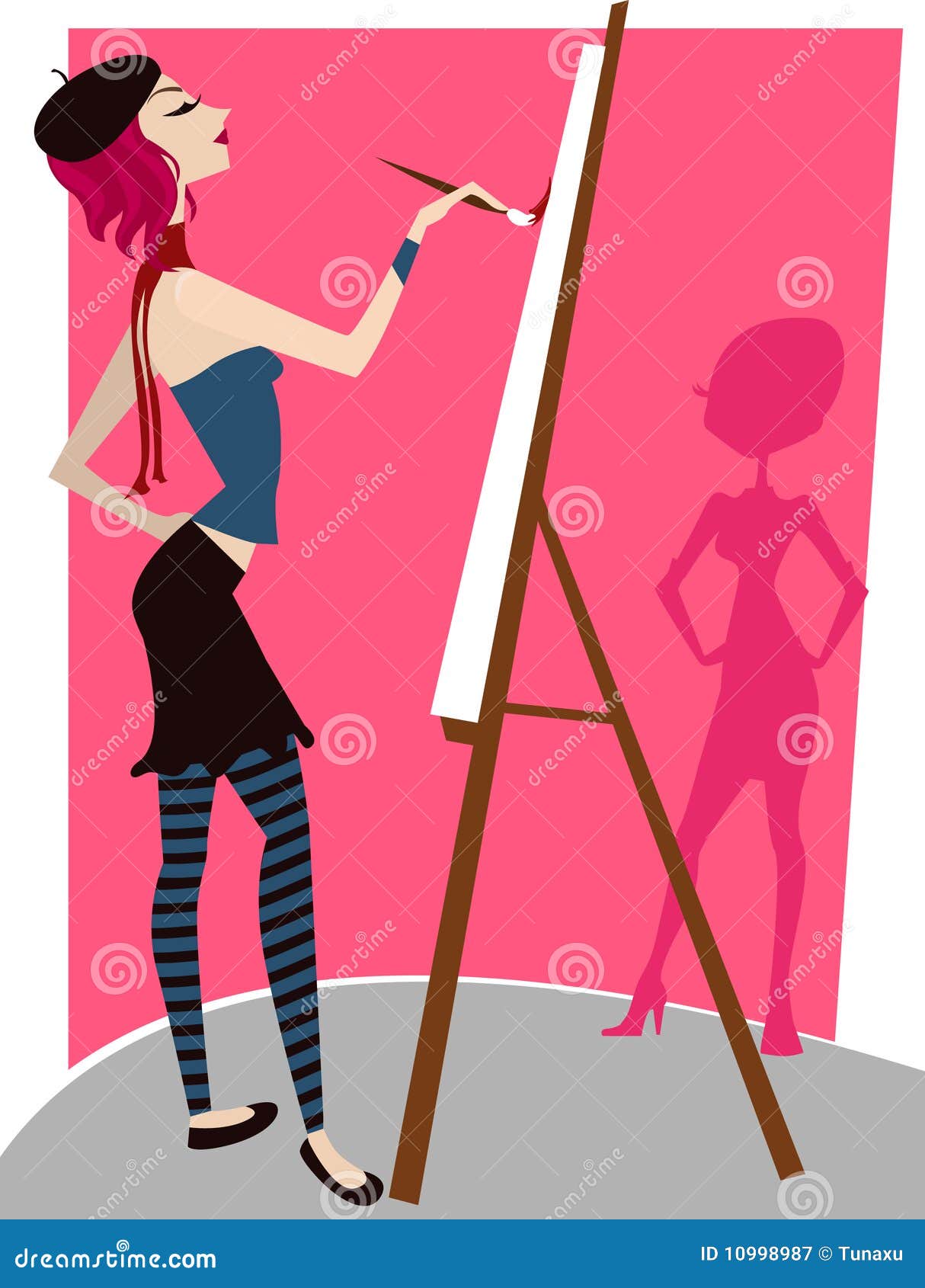 Girl painting vector stock vector. Illustration of fashion - 10998987