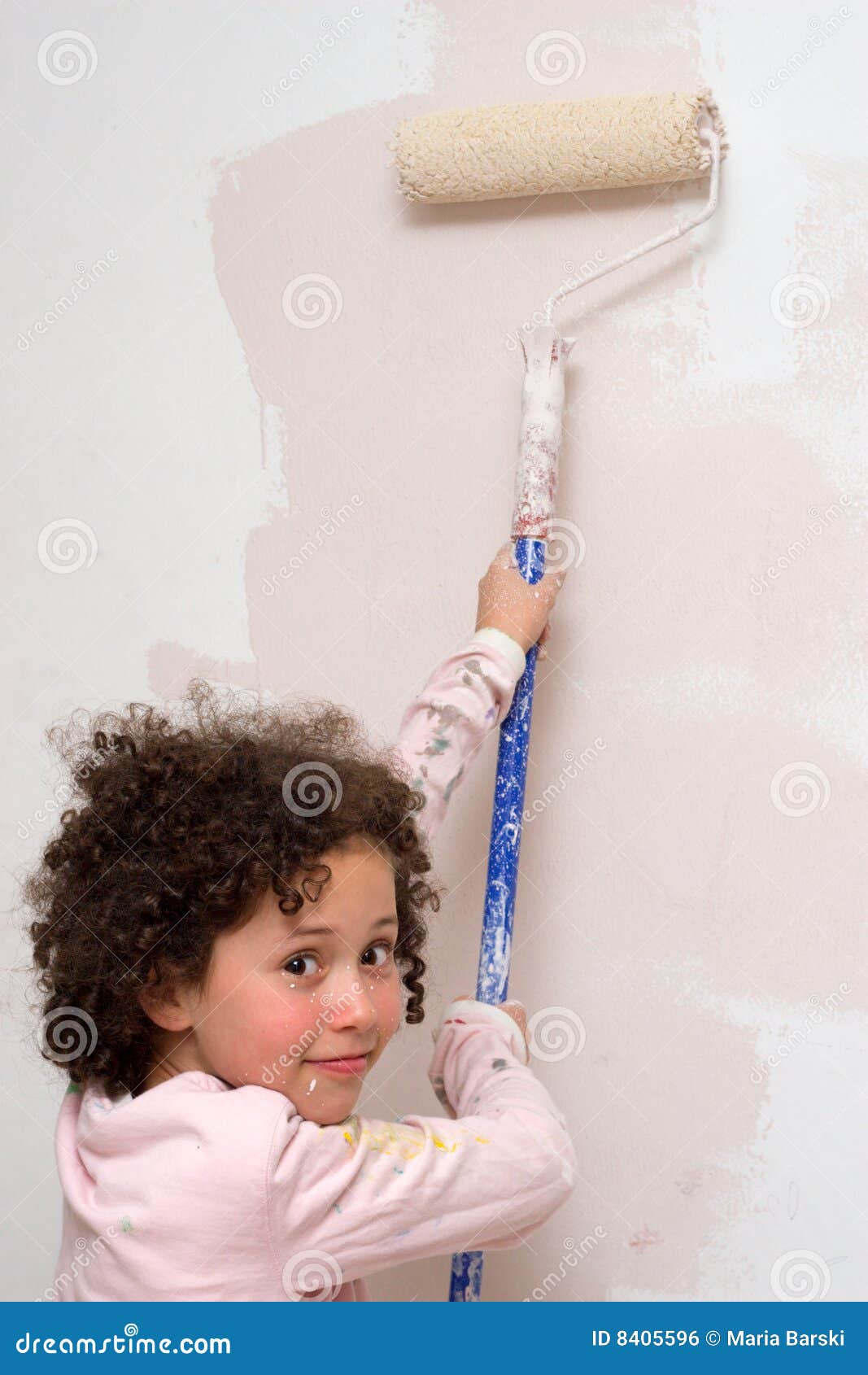 Girl painting a wall stock photo. Image of white, indoors 8405596