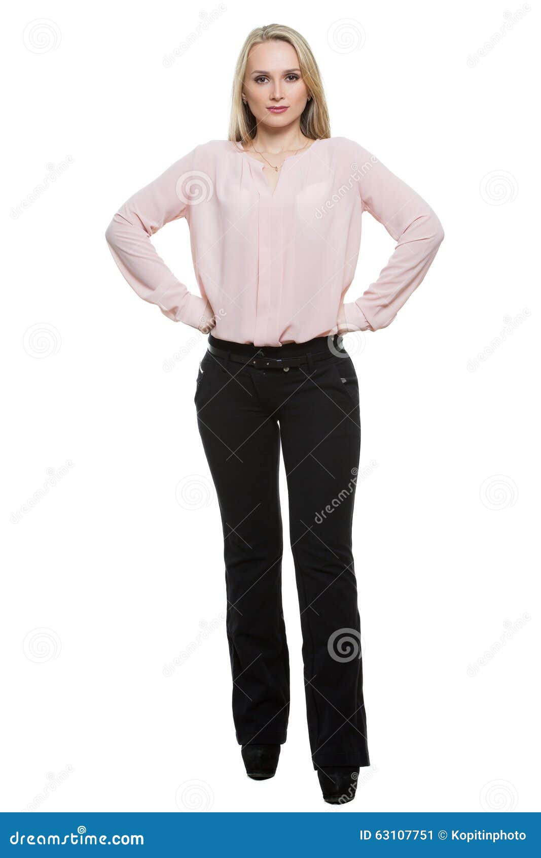 Girl in Pants and Blous. Isolated on White Stock Image - Image of ...
