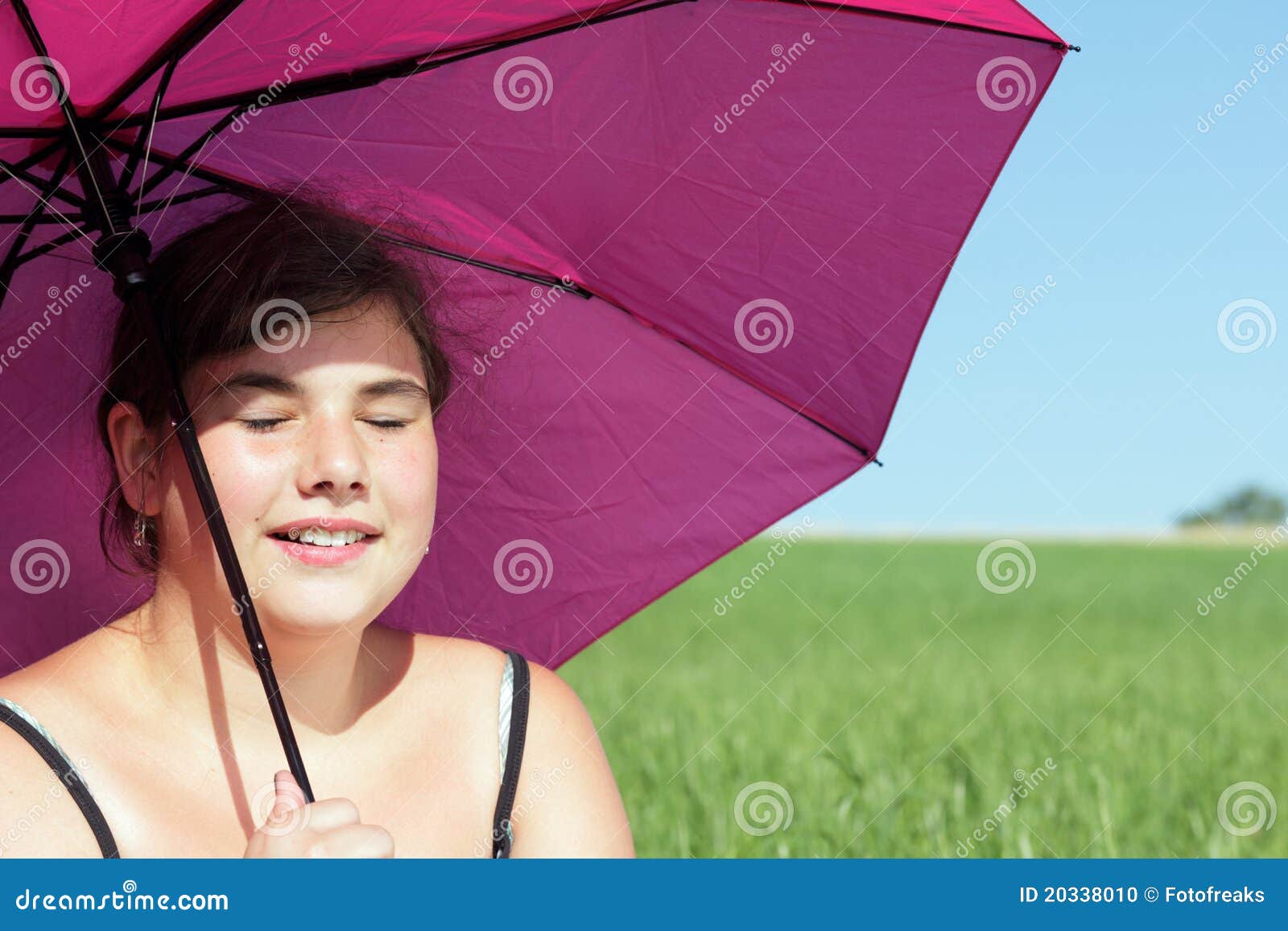Girl with parasol stock photo. Image of holidays, blue 20338010