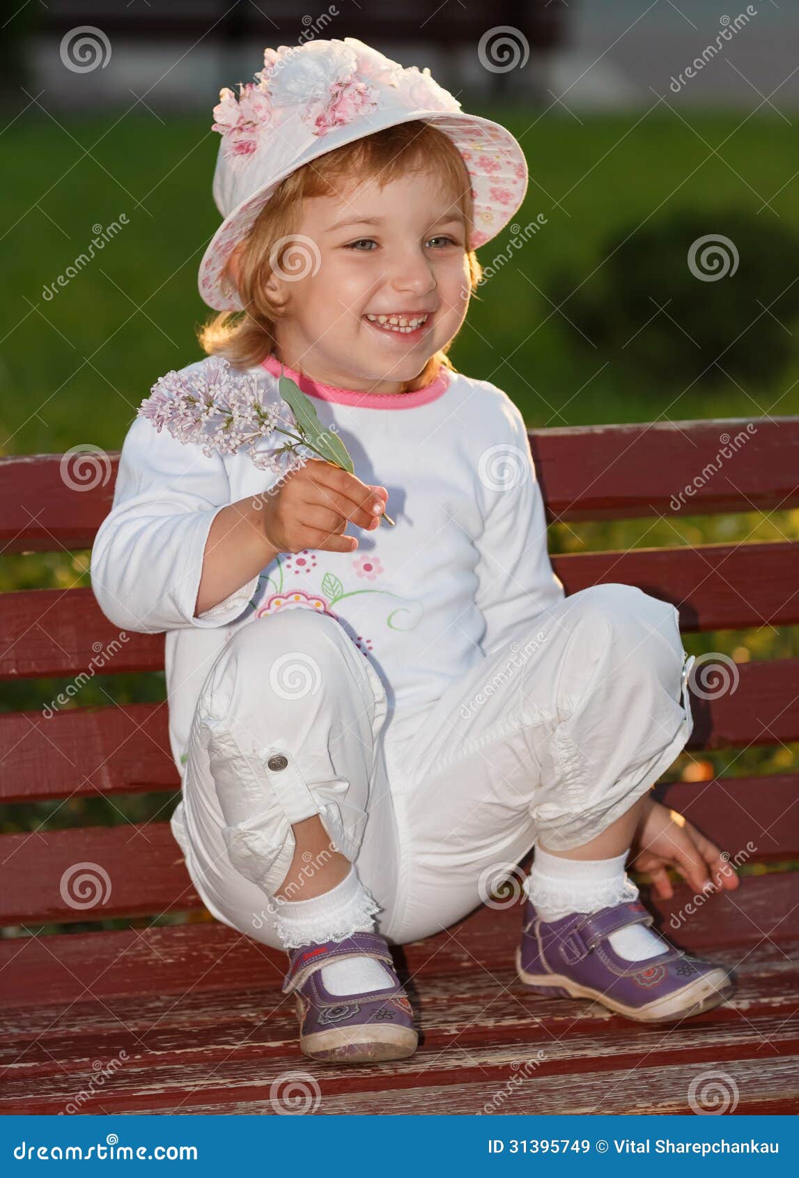 The Girl in Park on a Bench. Stock Image - Image of physiognomy, small ...