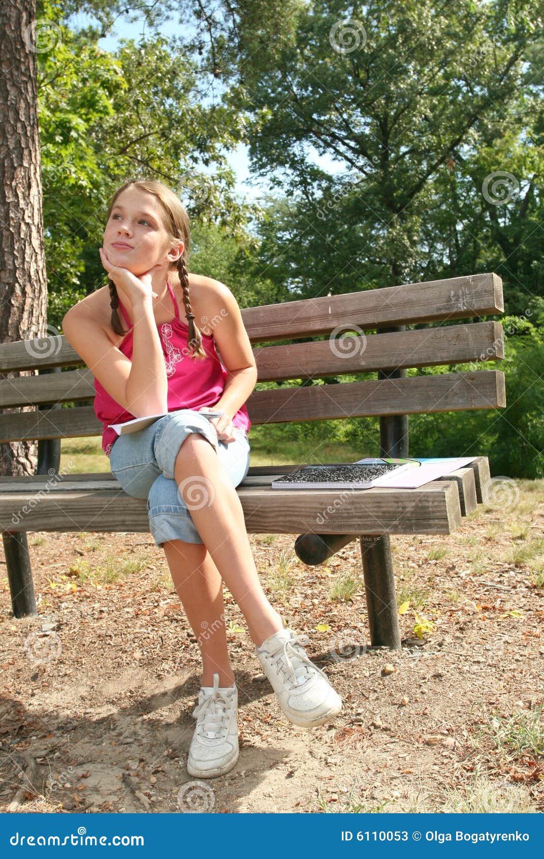 Girl in a Park, Outdoor Setting Stock Image - Image of peaceful, cute ...