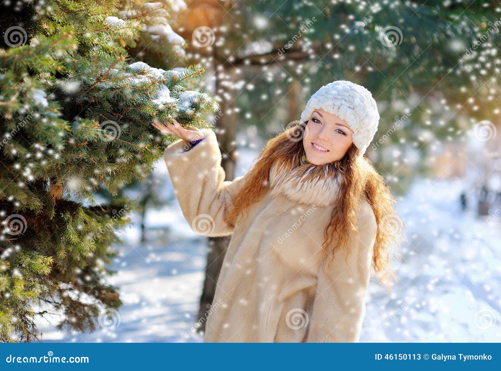 Girl in the Park in Winter Snows Stock Image - Image of woman, person ...