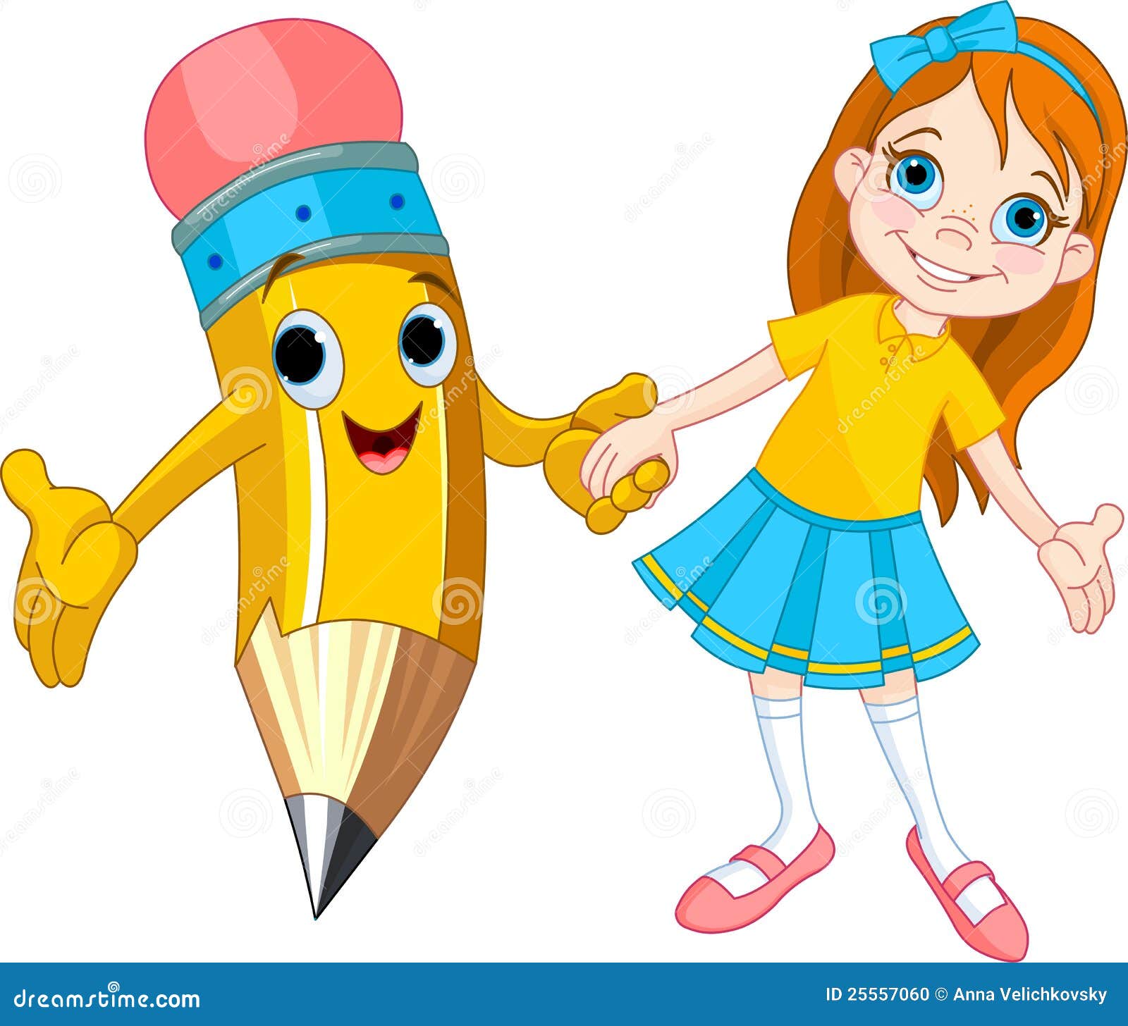 Girl and pencil stock vector. Illustration of happiness - 25557060