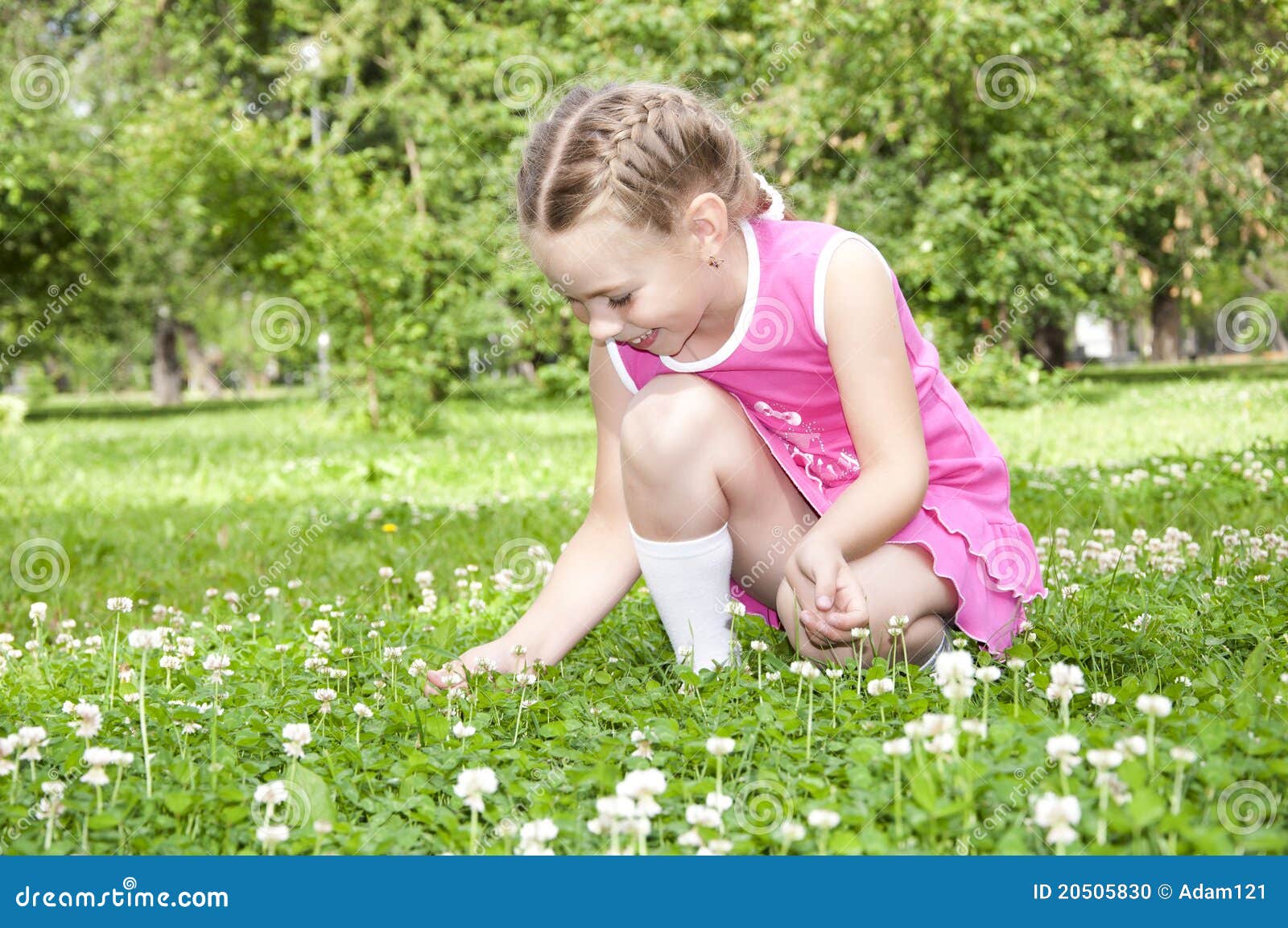 Girl picking flowers stock photo. Image of grass, countryside 20505830