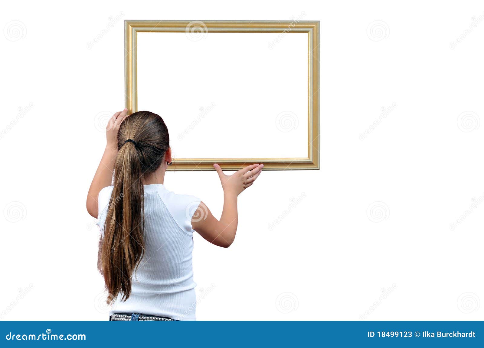 Girl with picture frame stock image. Image of girl, background 18499123