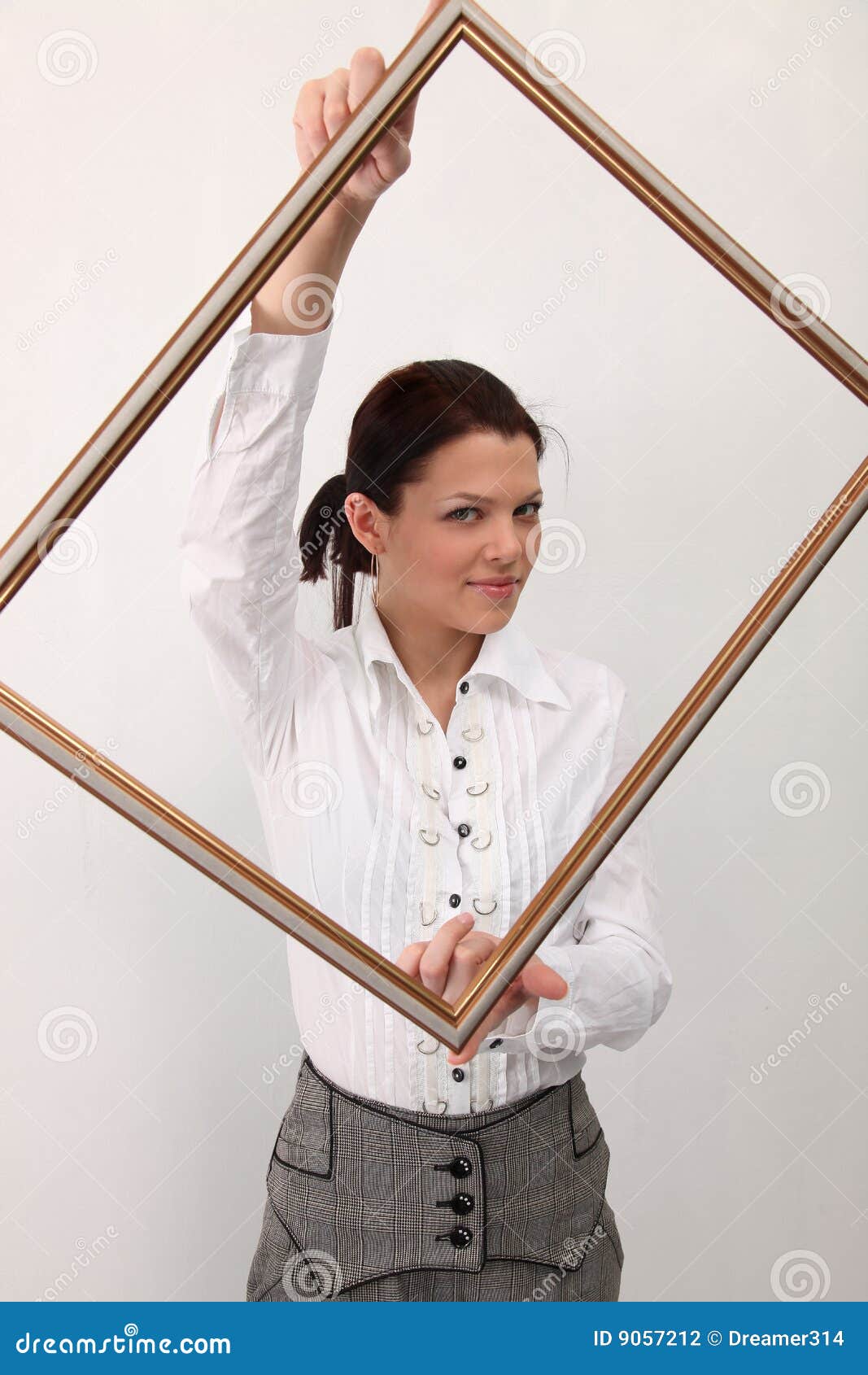 Girl with picture frame stock photo. Image of glam, conceptual - 9057212