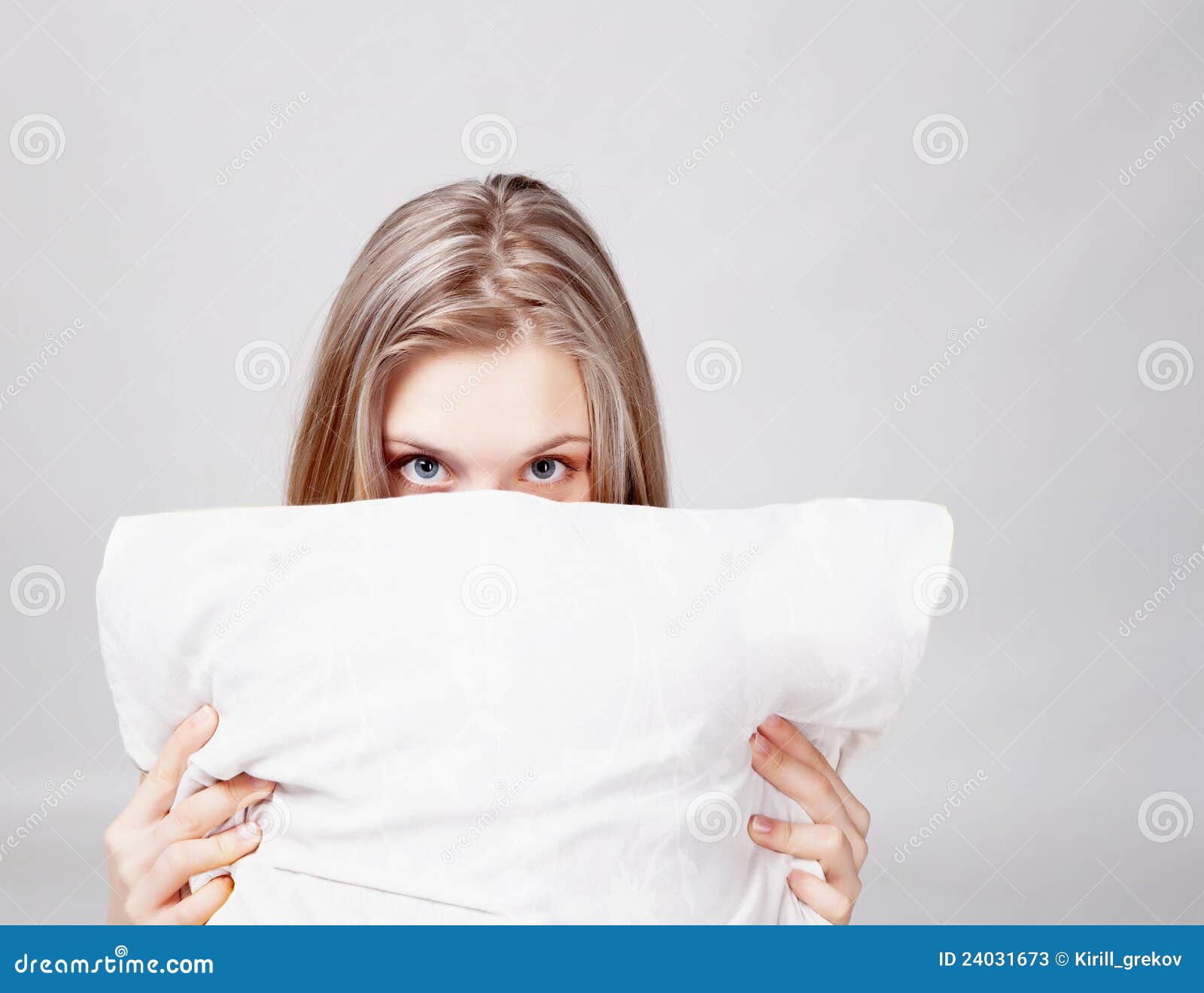 Girl and pillow stock image. Image of healthy, cute, lady 24031673
