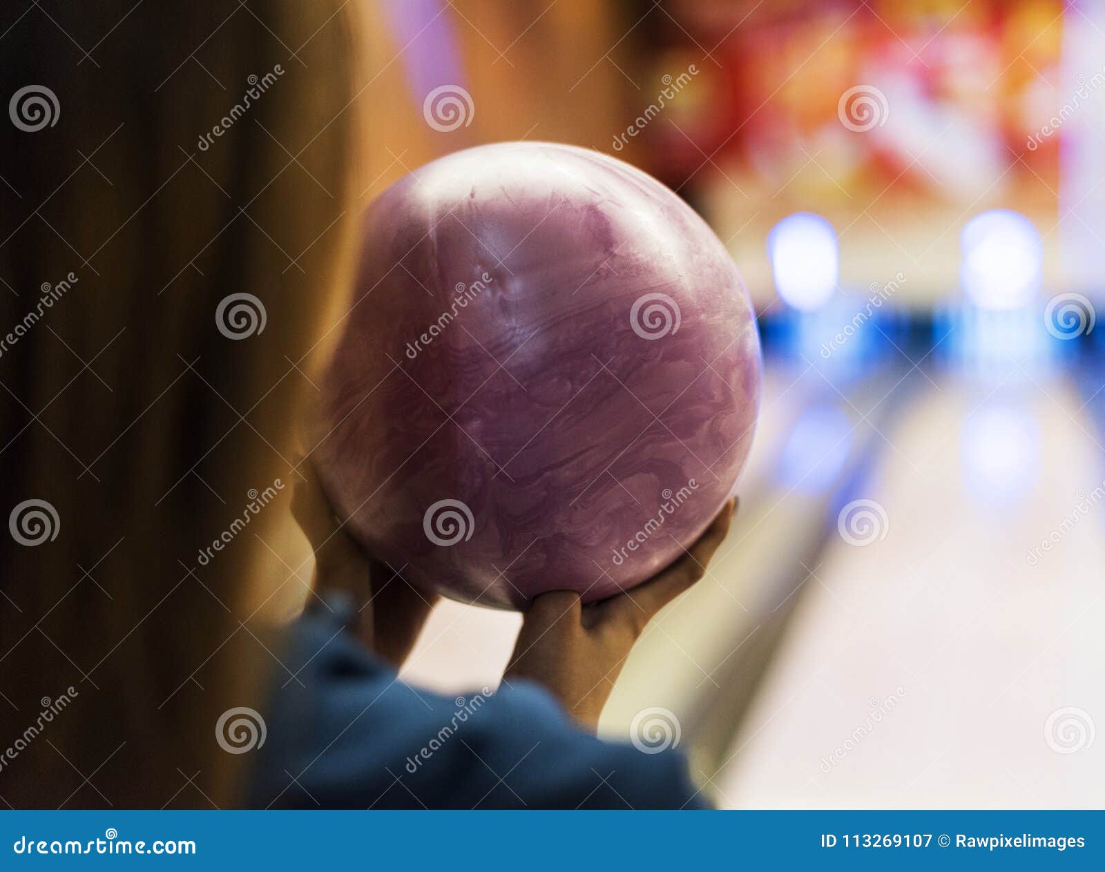 Girl with Pink Bowling Ball Stock Image Image of activity, female