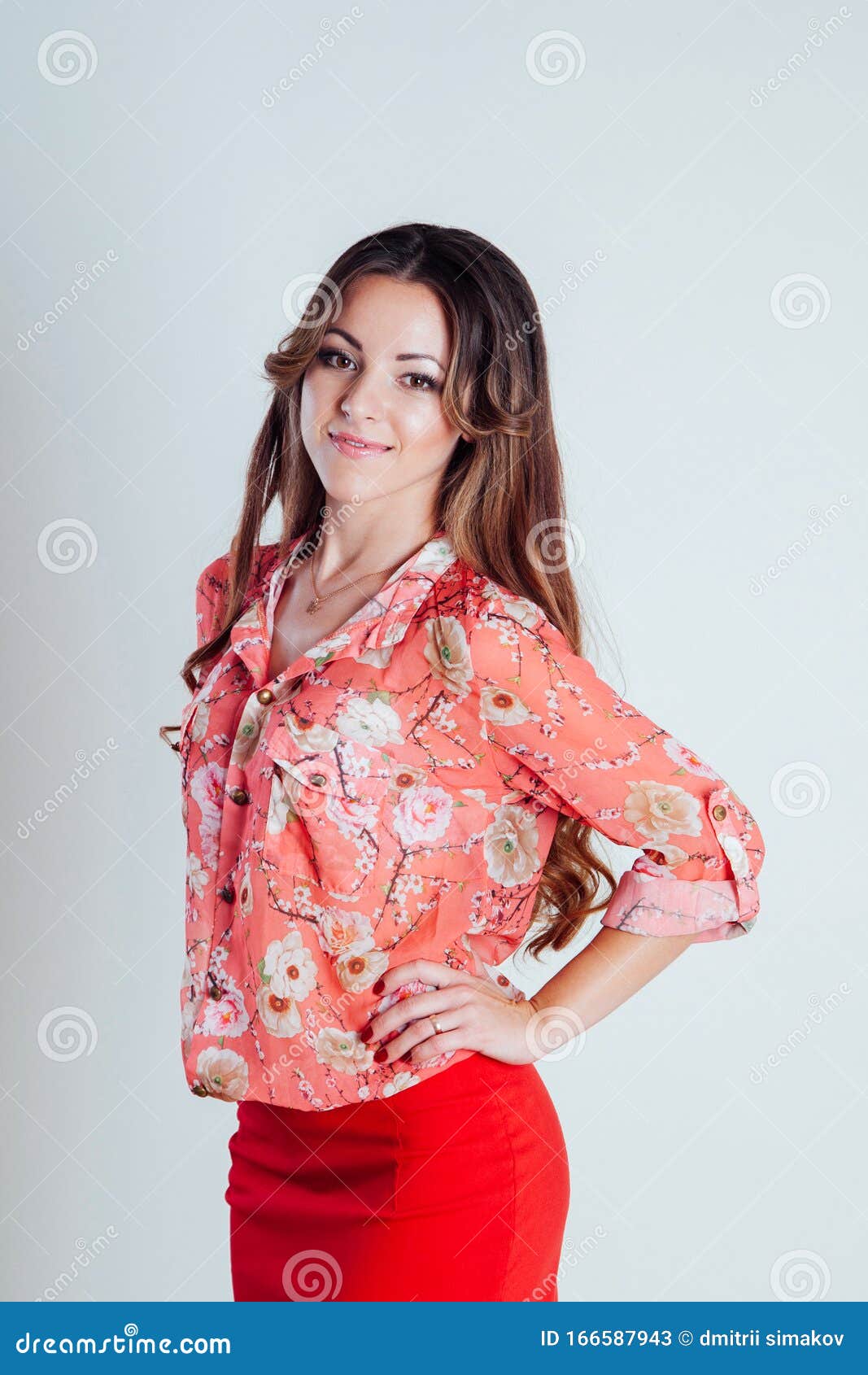 Girl in Pink Business Suit Posing Smiling Stock Image - Image of ...