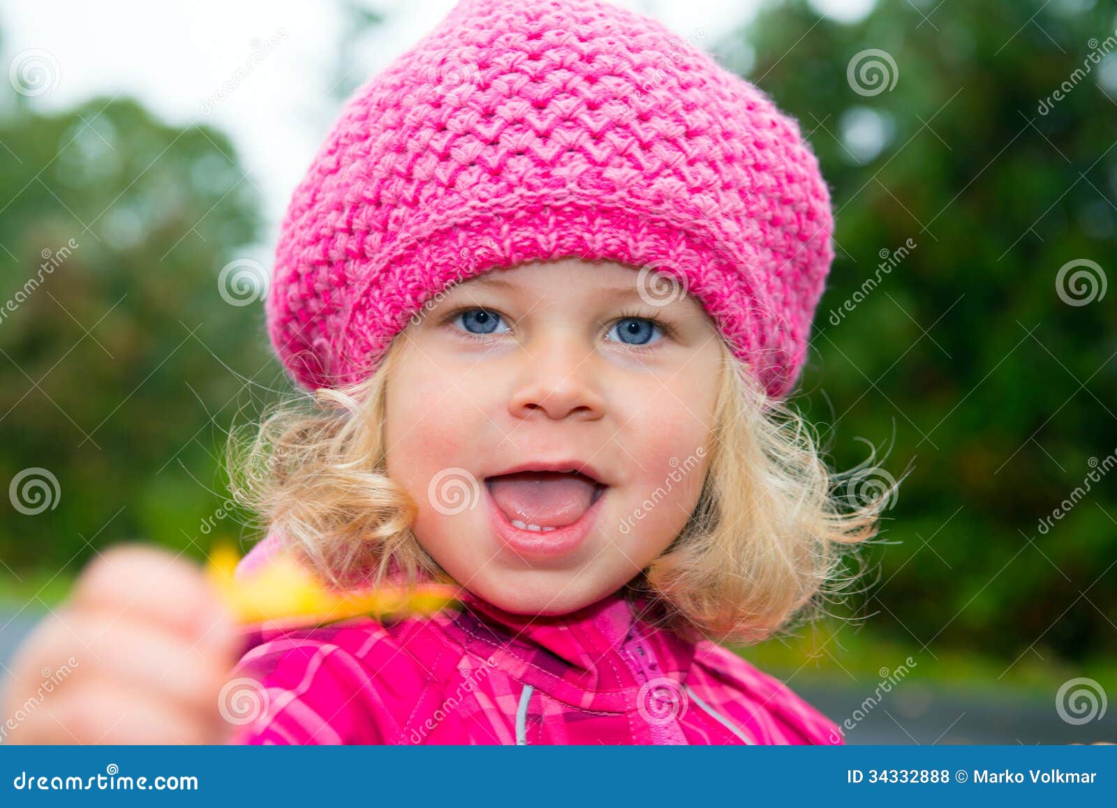 Girl with pink cap stock photo. Image of beautiful, foul 34332888