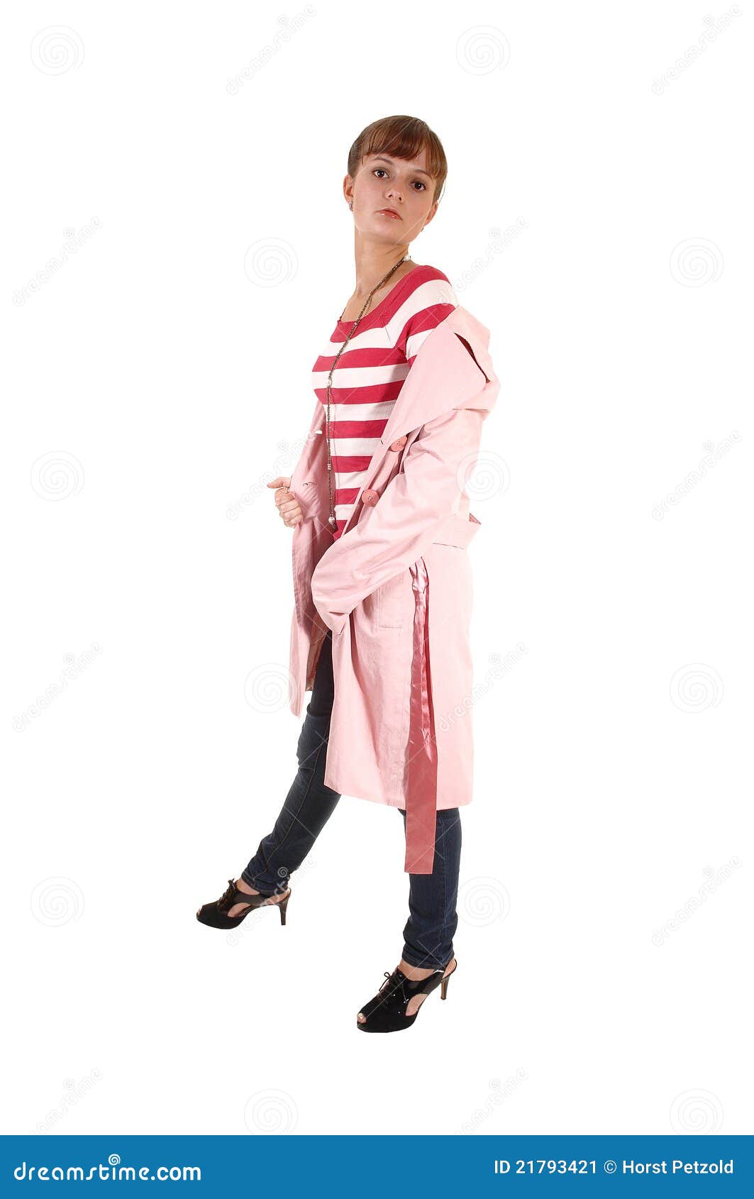 Girl in pink coat. stock image. Image of portrait, human 21793421