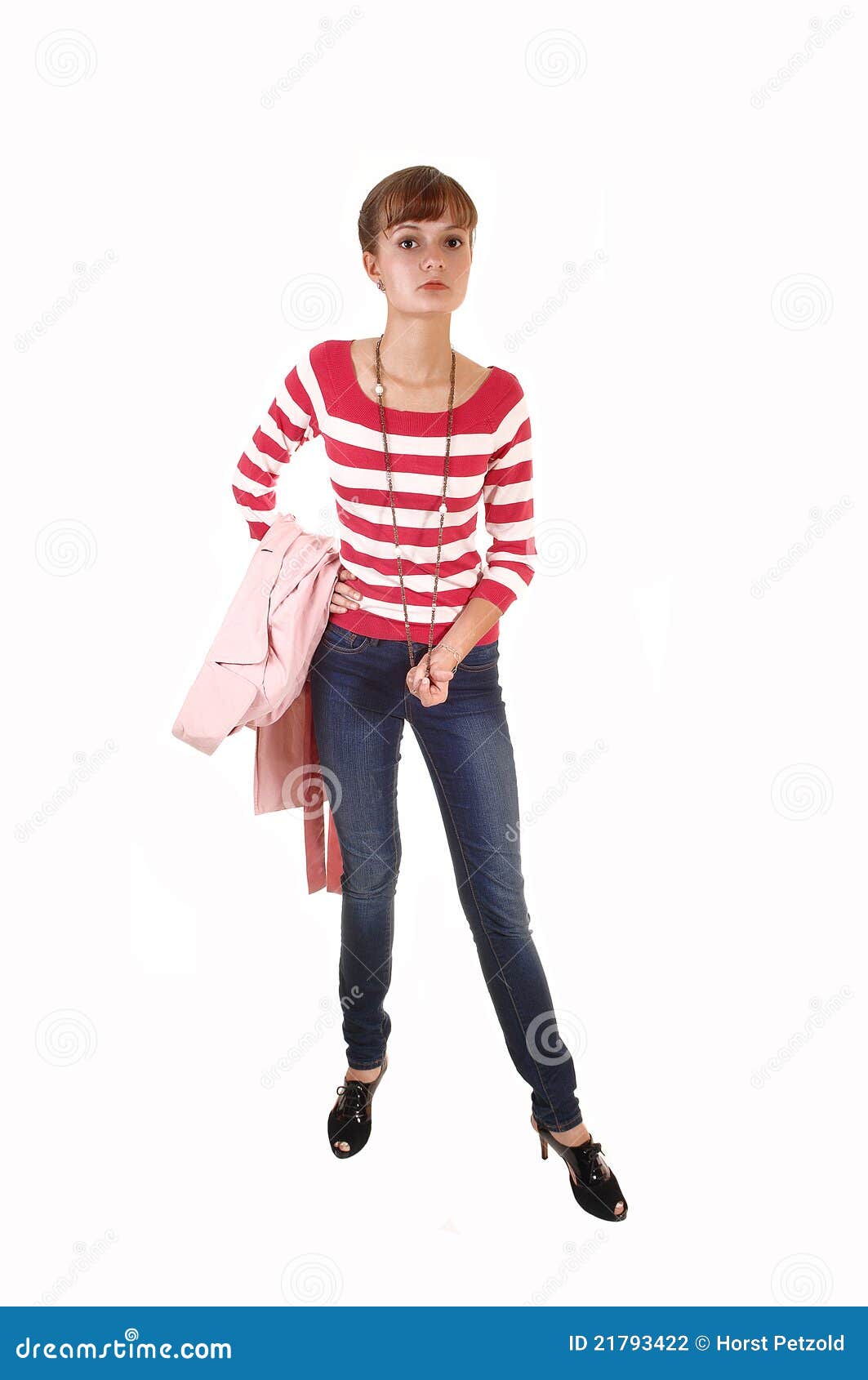 Girl in pink coat. stock photo. Image of girl, background 21793422