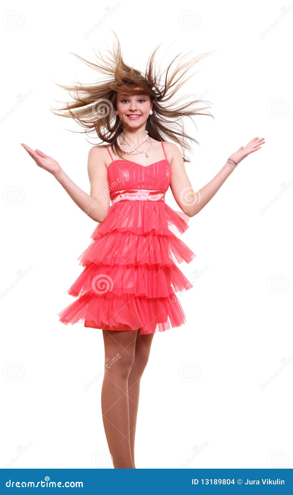 Girl in pink dress stock photo. Image of beautiful, hands 13189804