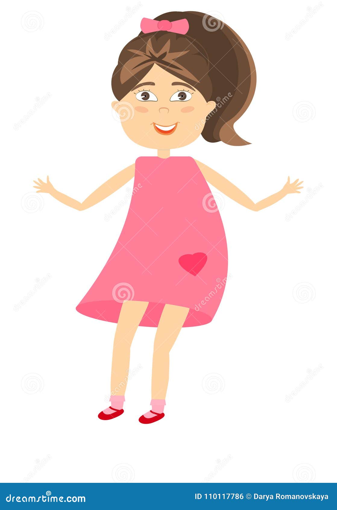 Girl in Pink Dress Jumping, Hovering in the Air. Stock Vector ...