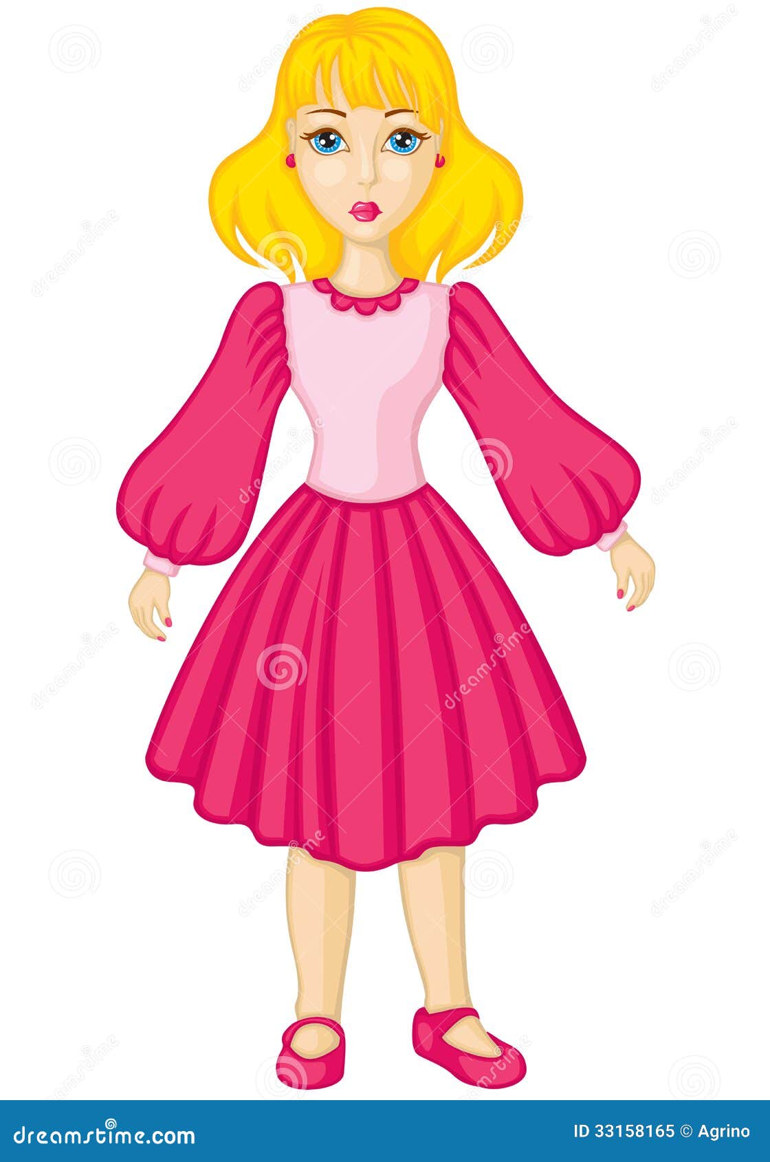Girl in pink dress stock vector. Illustration of pretty - 33158165