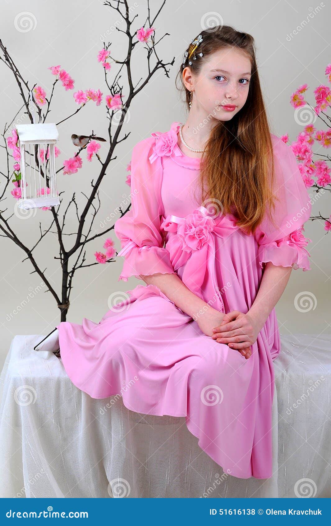 Girl in a pink dress stock photo. Image of people, eyes - 51616138