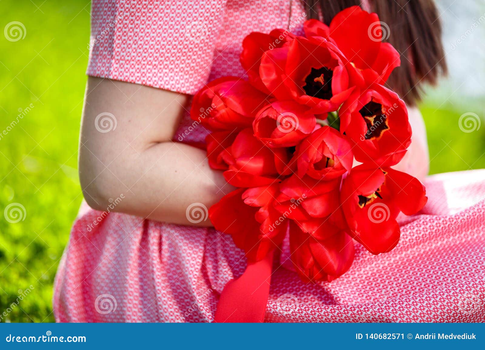 pink dress with red flowers