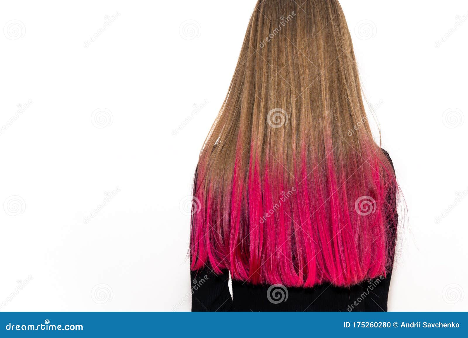 Girl with Pink Hair Half Dyed. Colored Hair Style Woman Stock Photo - Image  of expression, color: 175260280