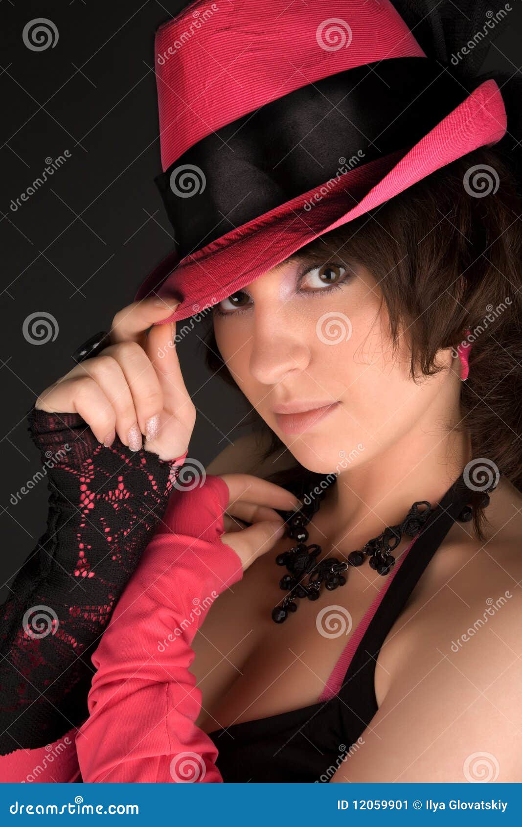 Girl with pink hat stock image. Image of dress, desire 12059901