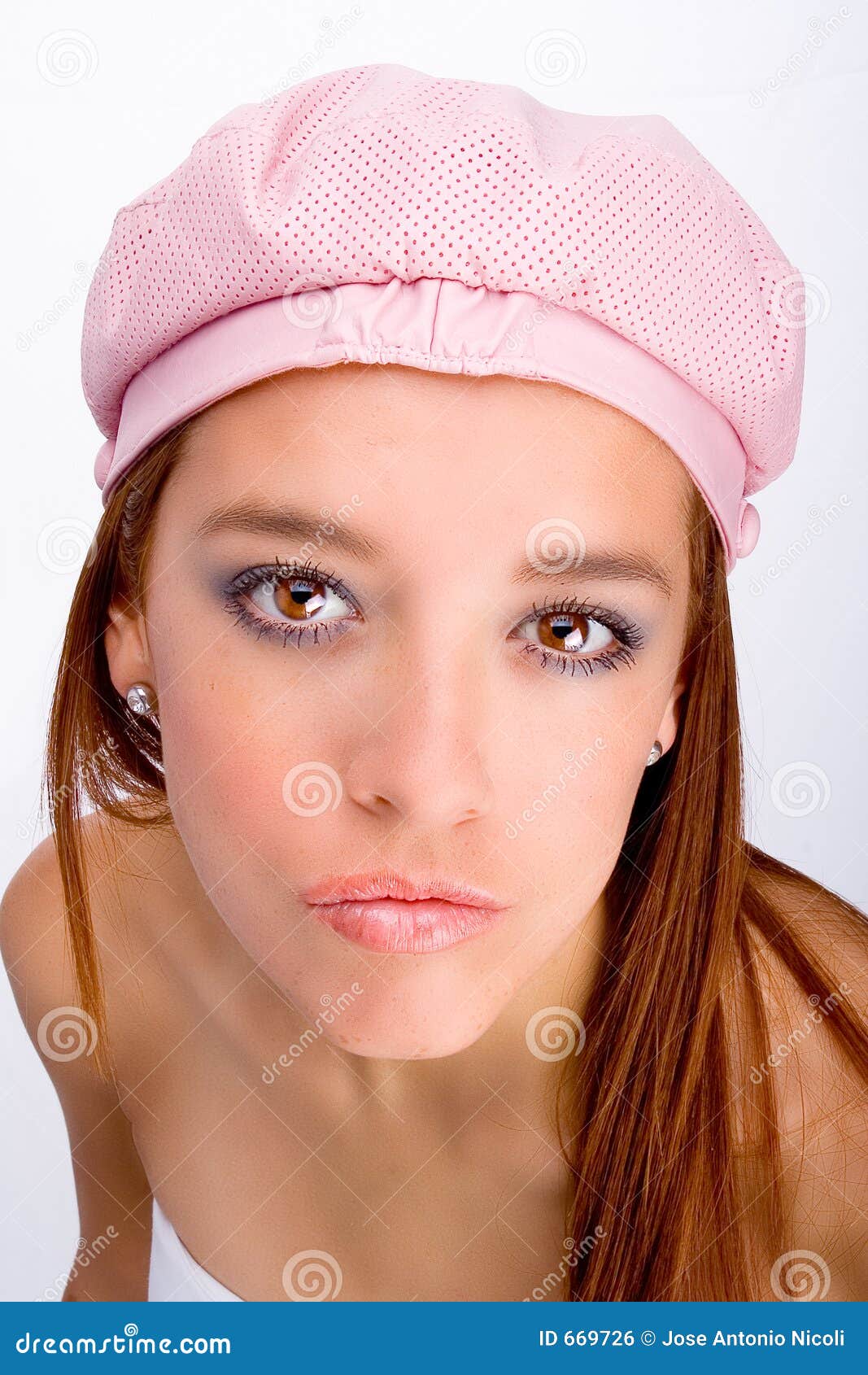 Girl with pink hat stock photo. Image of woman, pink, teenager 669726