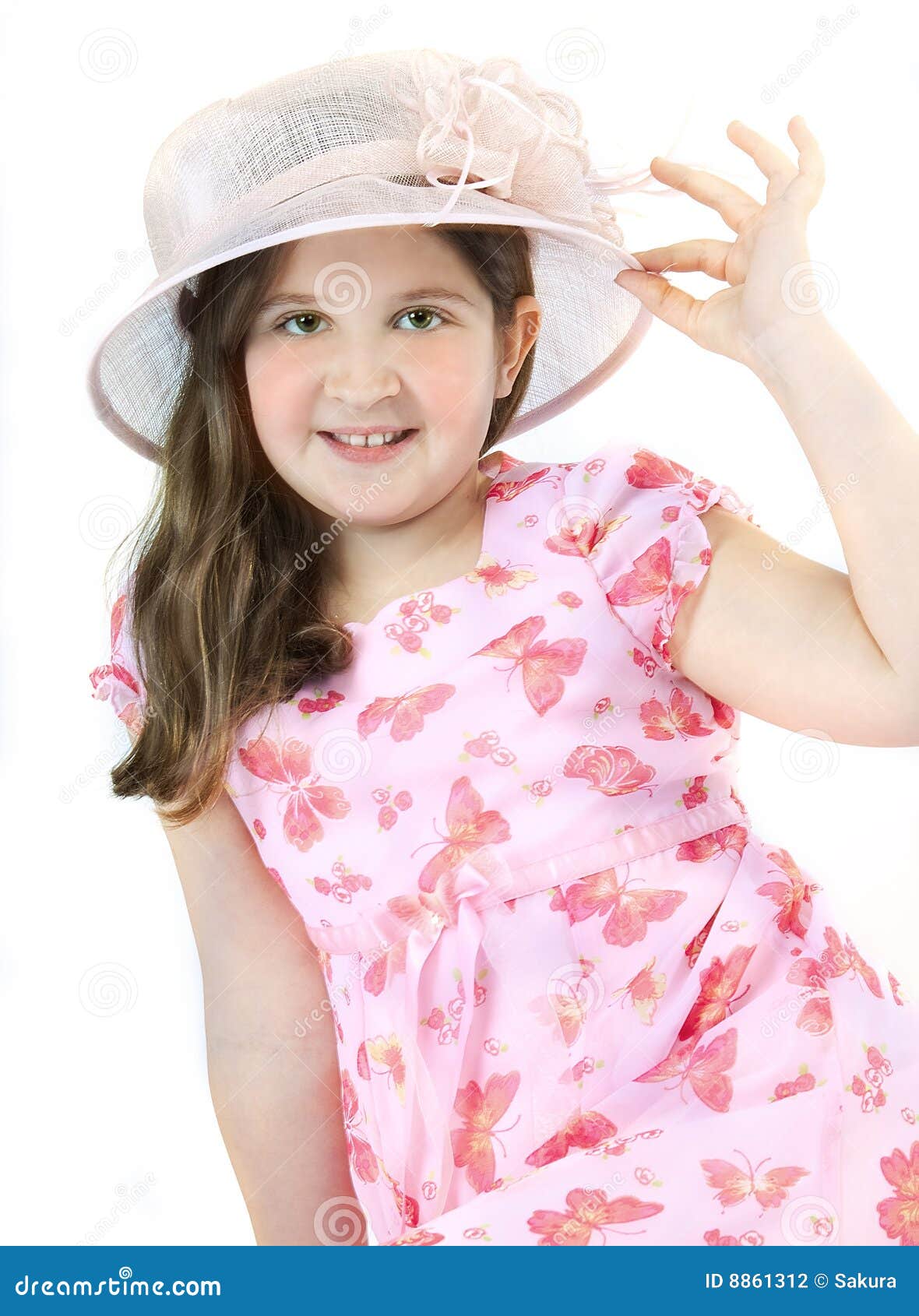 Girl on pink hat stock photo. Image of beauty, childhood 8861312
