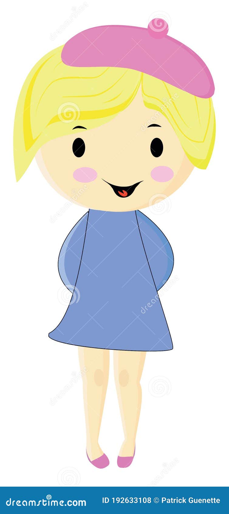 Girl with Pink Hat, Illustration, Vector Stock Vector Illustration of