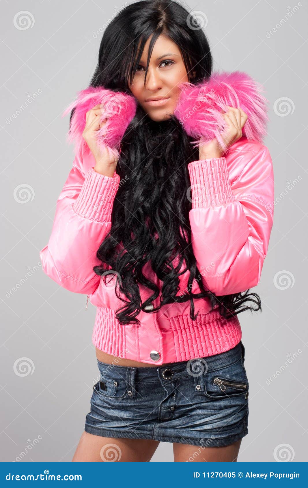 Girl in pink jacket stock image. Image of beauty, face 11270405