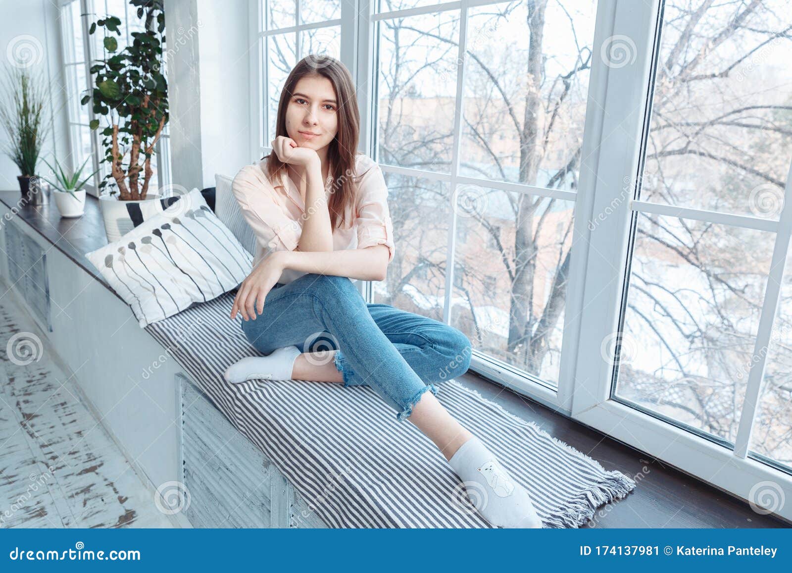 Openly Ours recipe A Girl in a Pink Jacket, Blue Jeans and White Socks is Sitting on a Wide  Windowsill Stock Image - Image of colours, confidence: 174137981