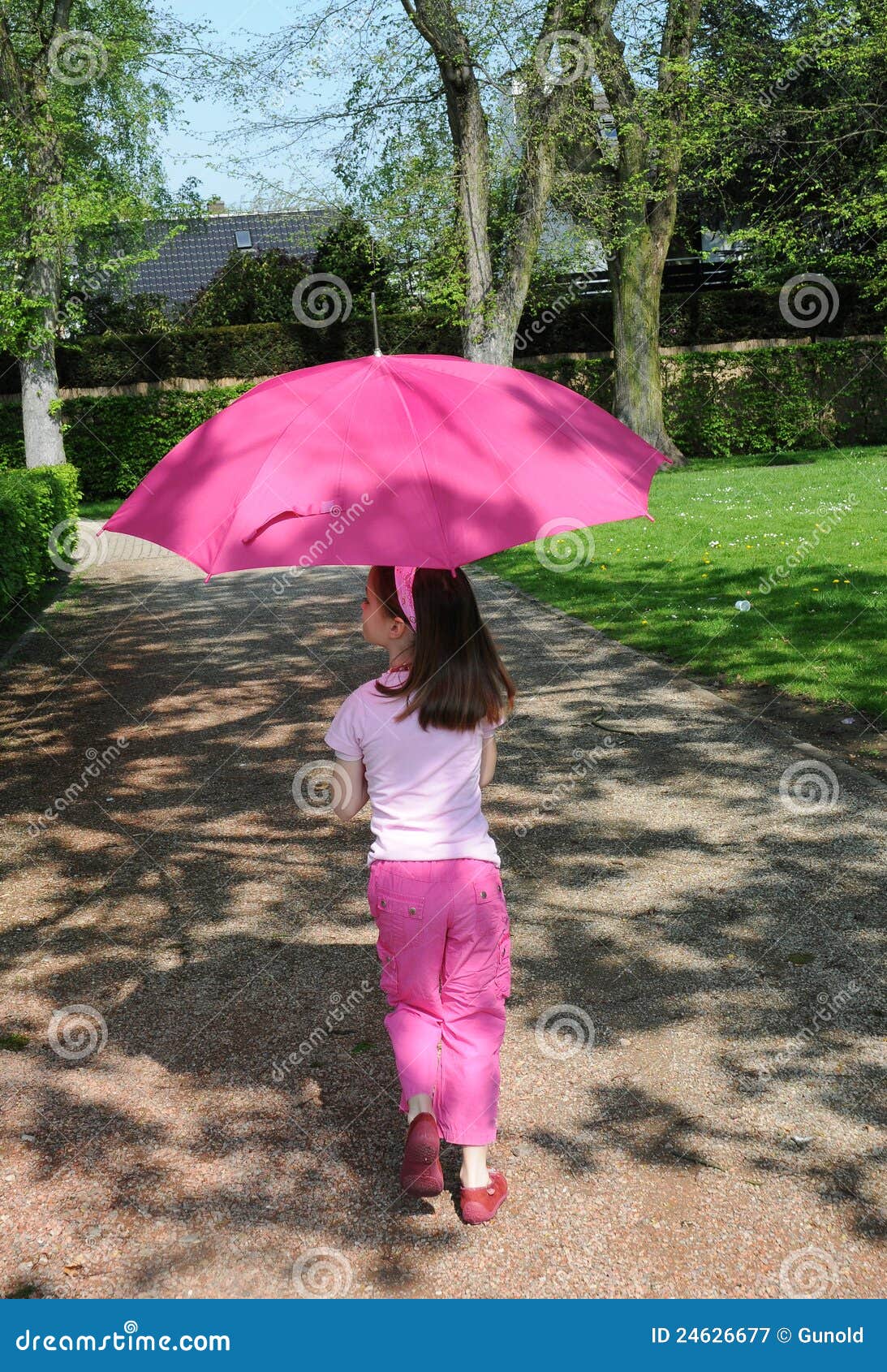 Girl with a pink parasol stock image. Image of dressed 24626677